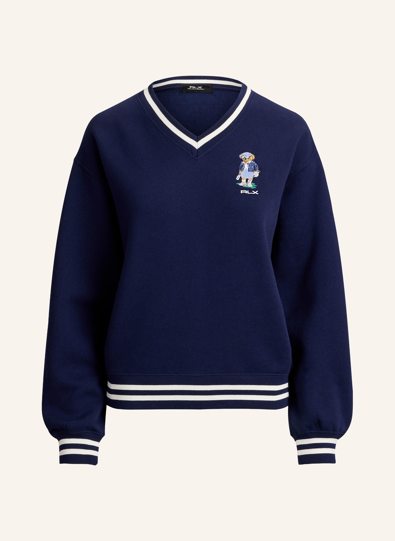 RLX RALPH LAUREN Sweatshirt: MØRKEBLÅ / HVID