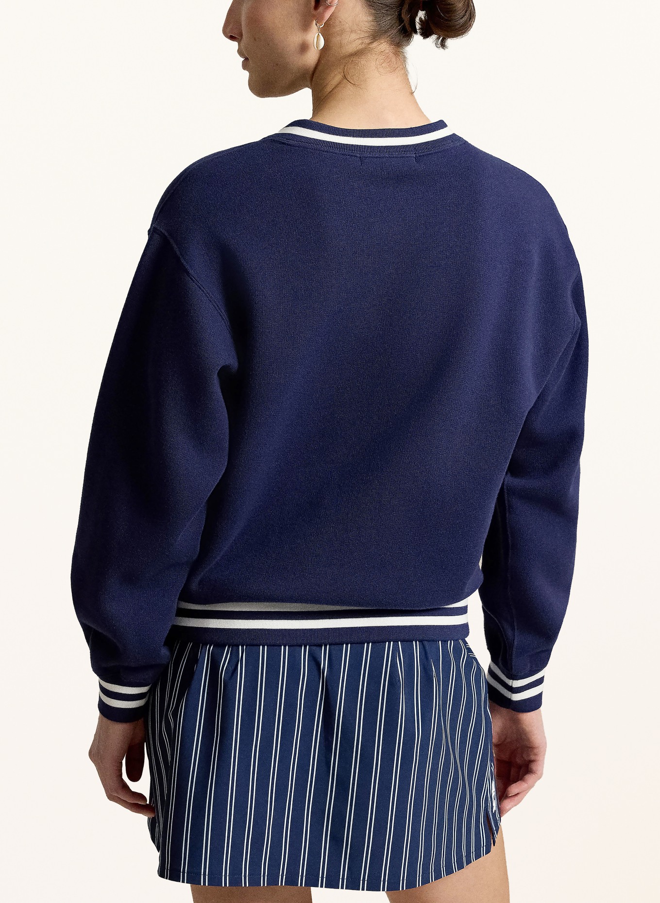 RLX RALPH LAUREN Sweatshirt: MØRKEBLÅ / HVID