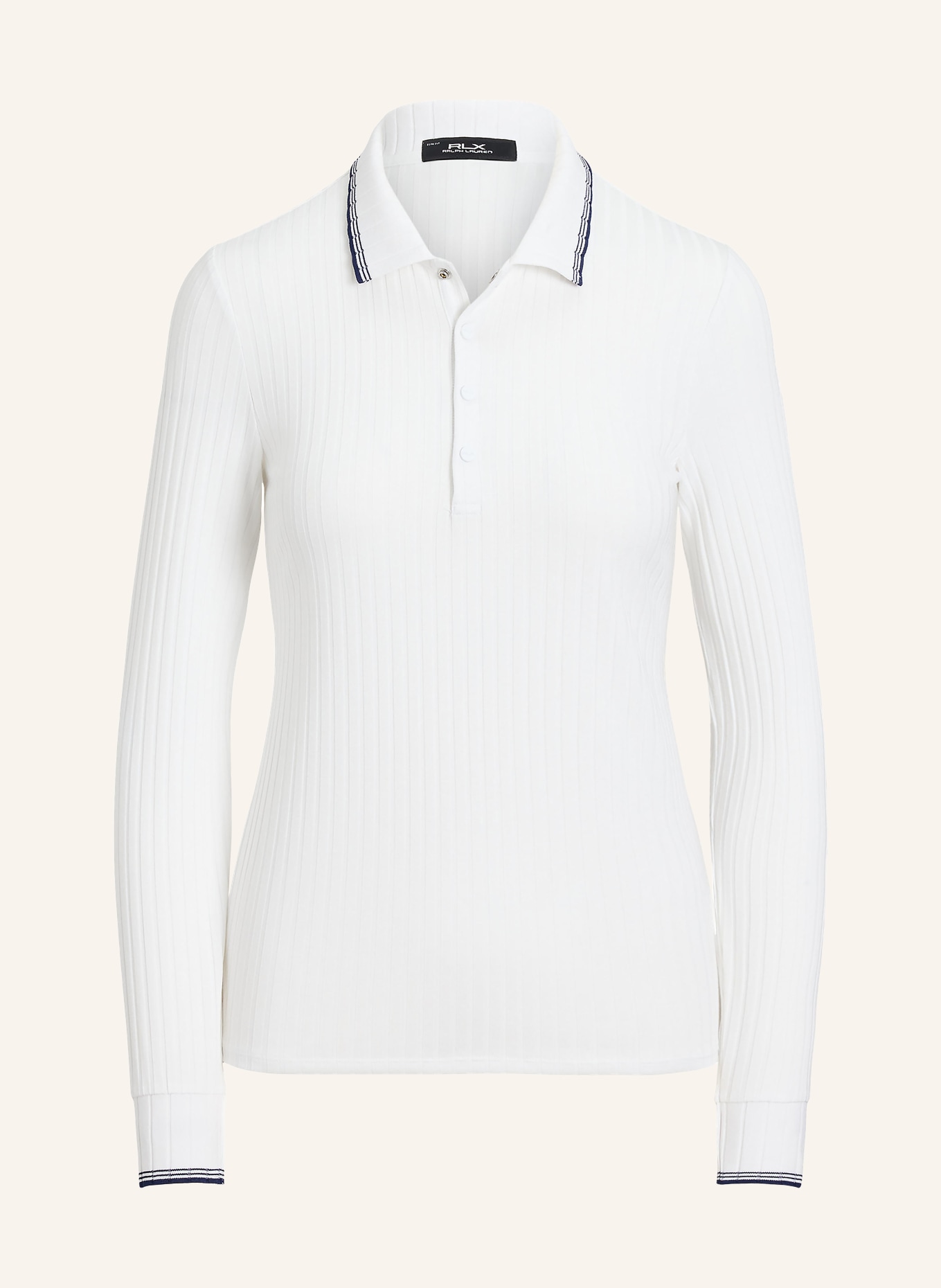 RLX RALPH LAUREN Jersey polo shirt: WHITE / DARK BLUE