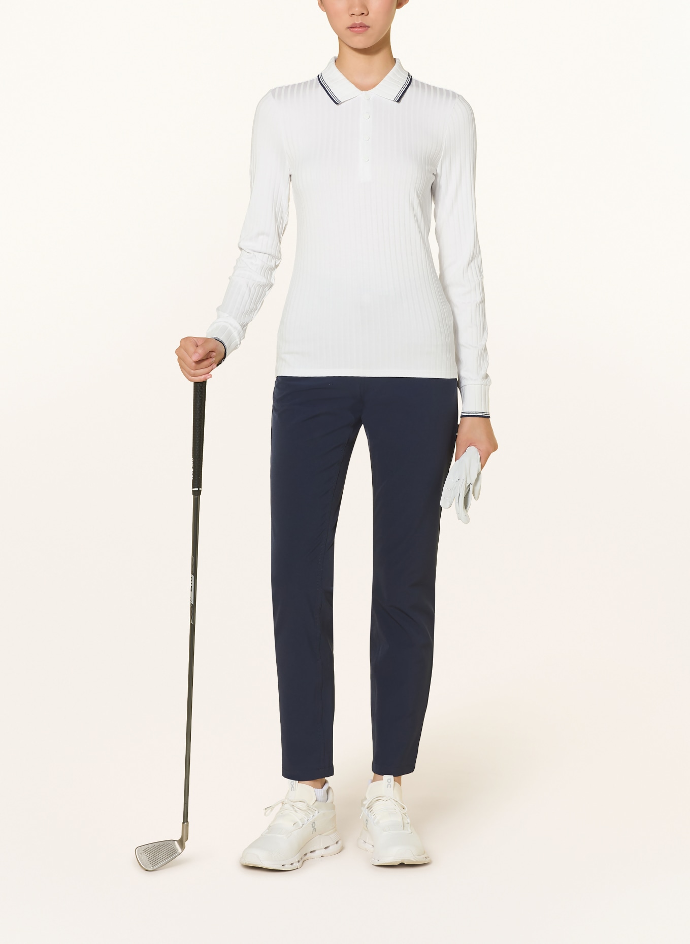 RLX RALPH LAUREN Jersey polo shirt: WHITE / DARK BLUE
