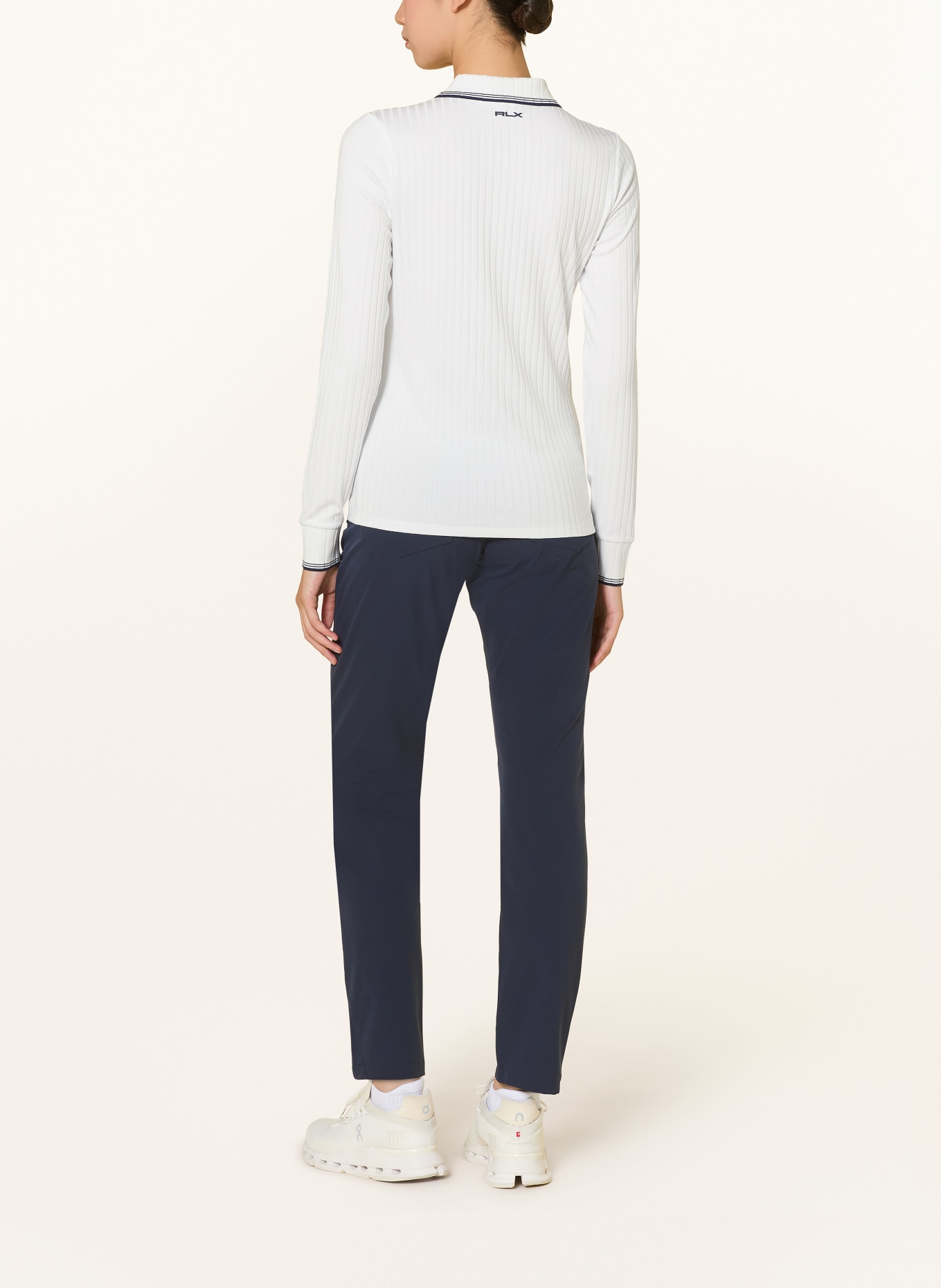 RLX RALPH LAUREN Jersey polo shirt: WHITE / DARK BLUE