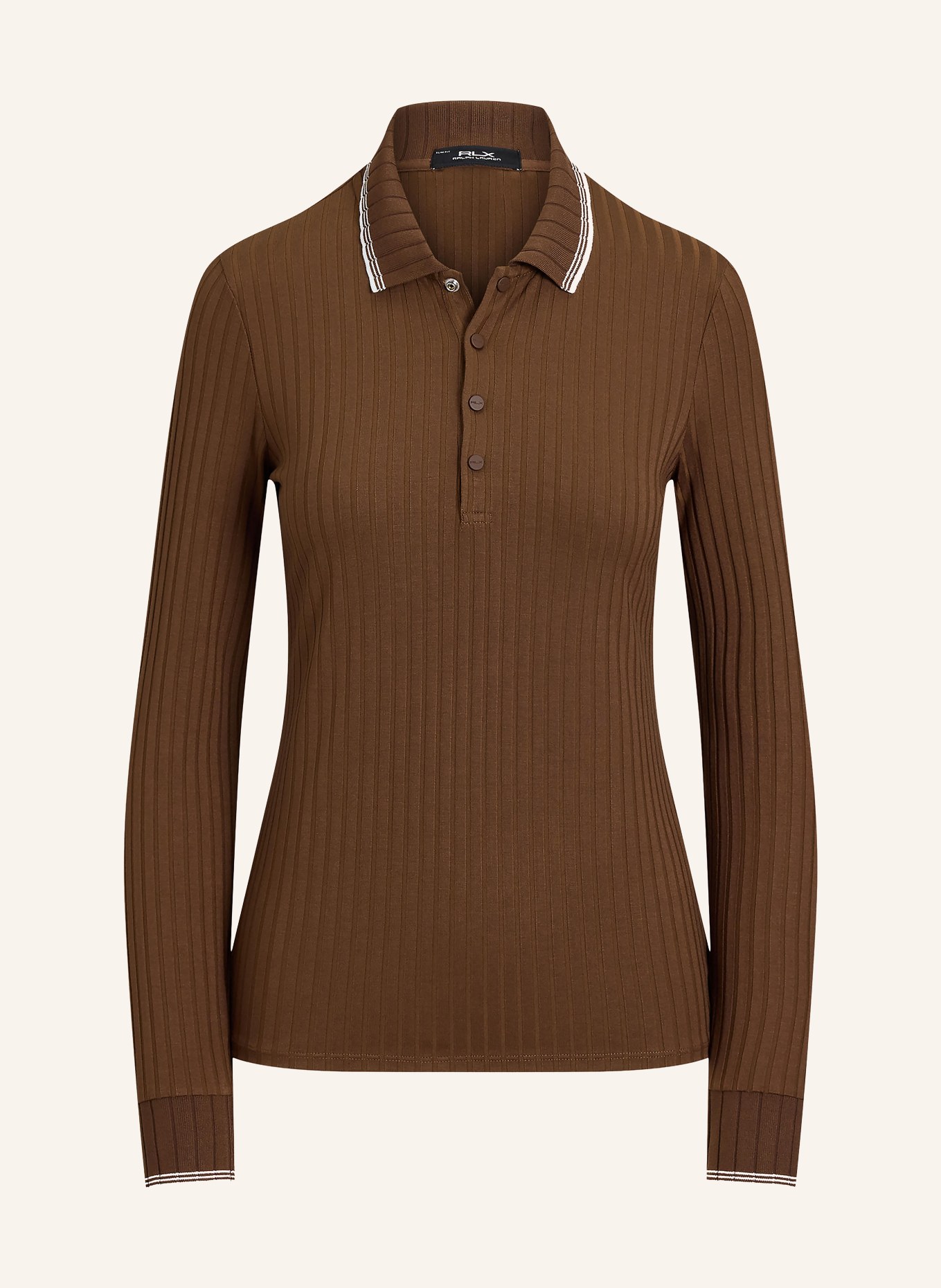 RLX RALPH LAUREN Jersey polo shirt: BROWN / WHITE