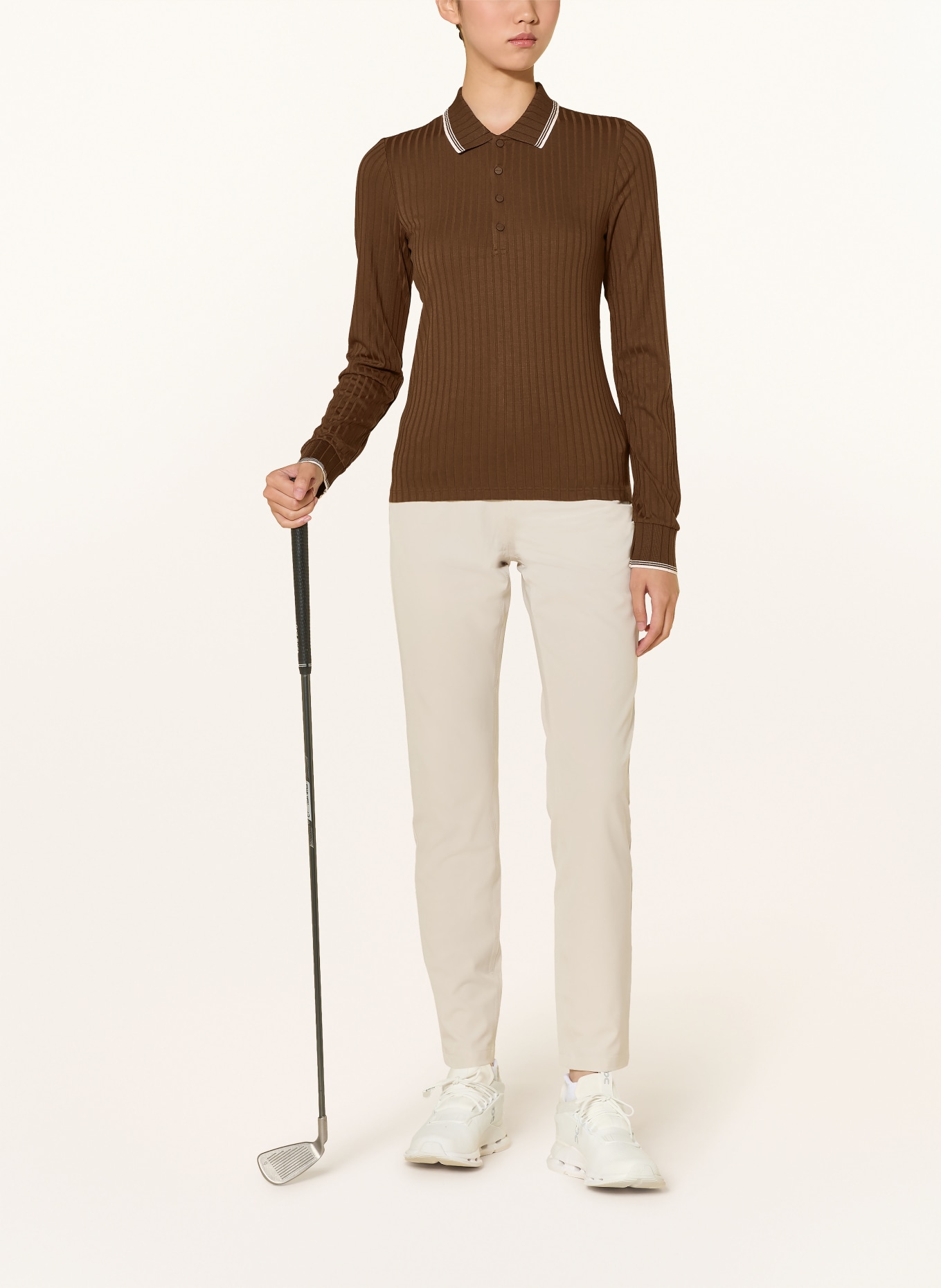 RLX RALPH LAUREN Jersey polo shirt: BROWN / WHITE