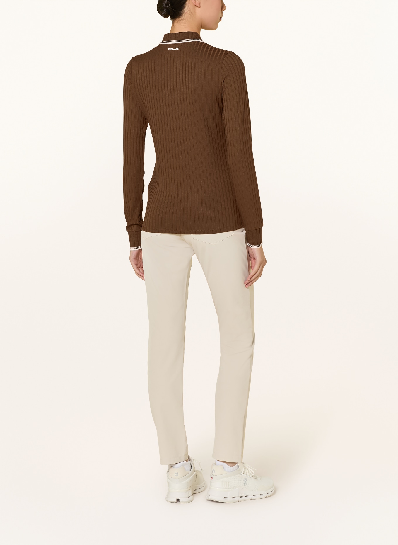RLX RALPH LAUREN Jersey polo shirt: BROWN / WHITE