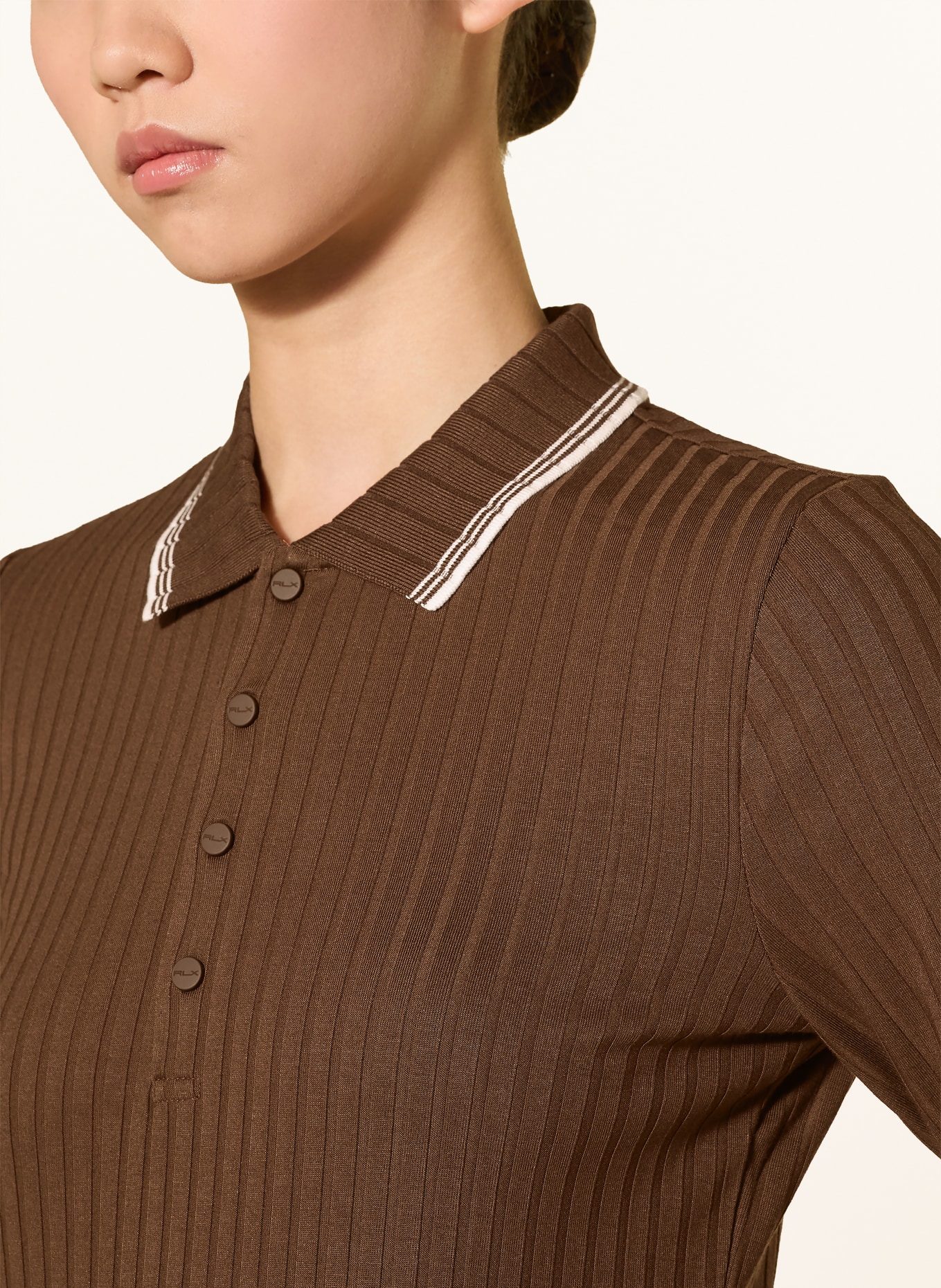 RLX RALPH LAUREN Jersey polo shirt: BROWN / WHITE
