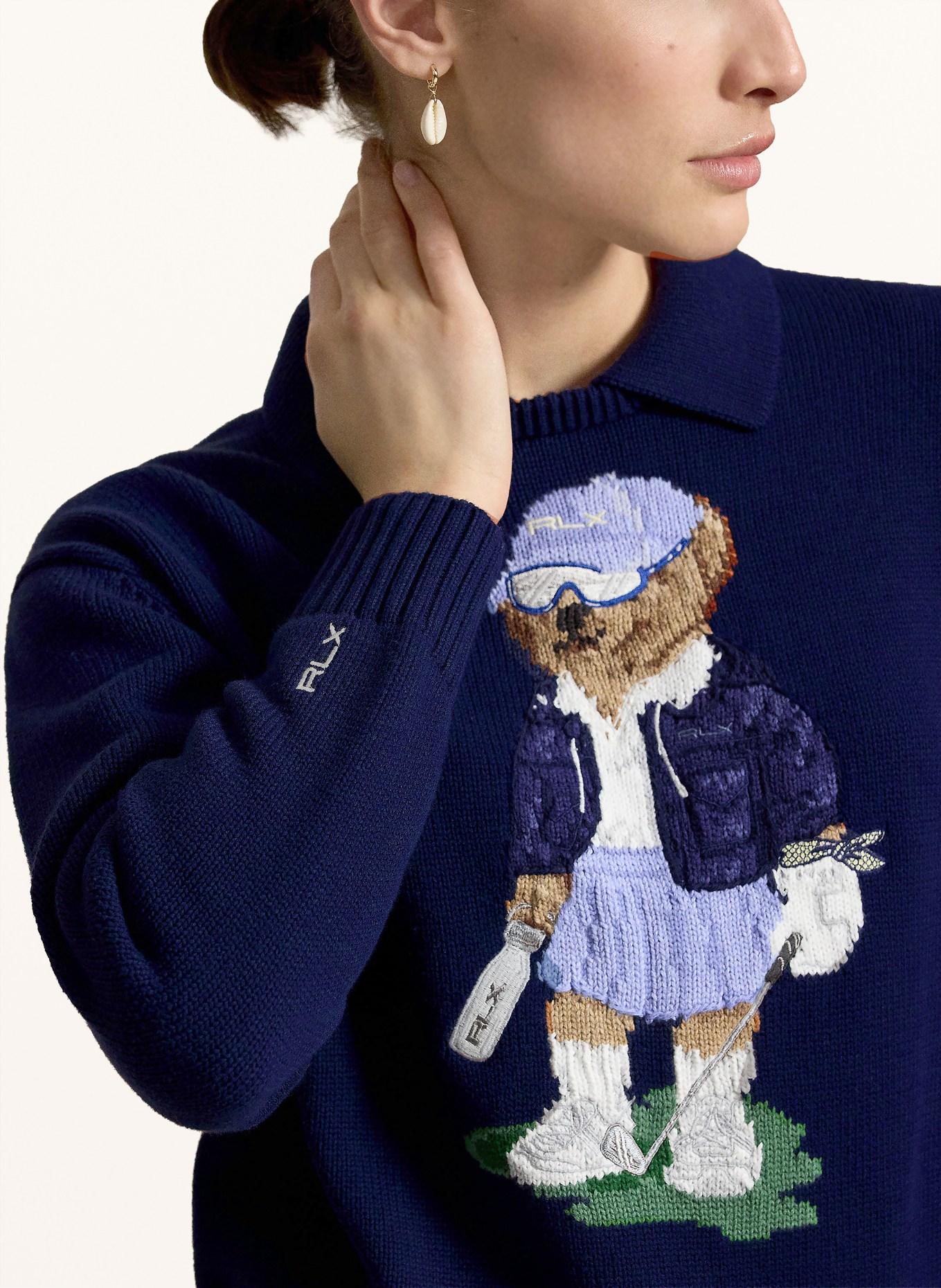 RLX RALPH LAUREN Sweater: DARK BLUE / GREEN / WHITE