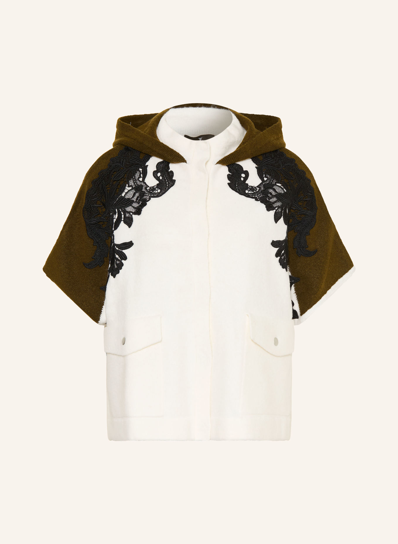 monari Vest met kant: WIT / OLIJF / ZWART