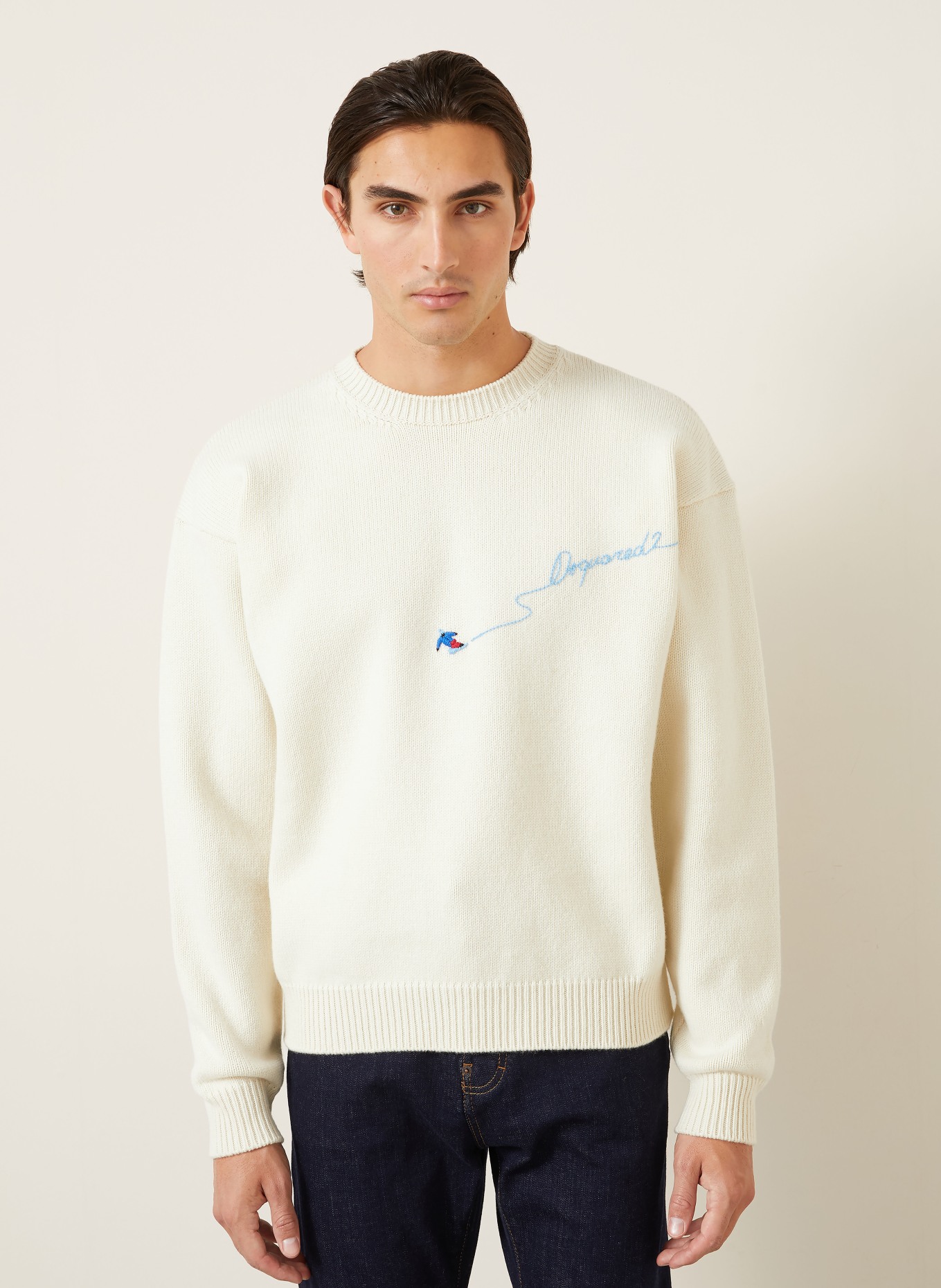 DSQUARED2 Pullover: ECRU / DUNKELROT / HELLBLAU