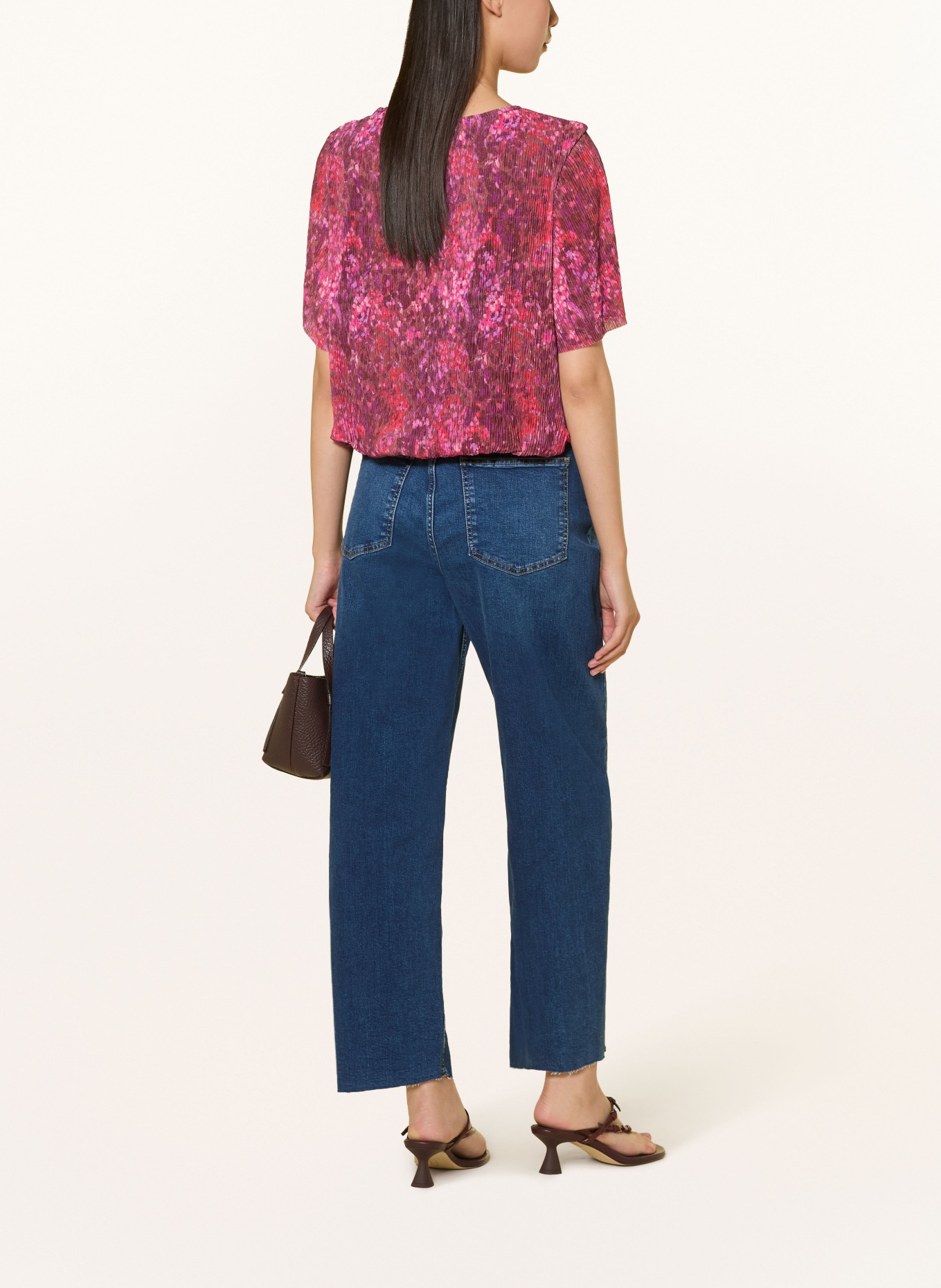 Rich & Royal Blusenshirt mit Plissees: LILA / DUNKELBRAUN / ROT