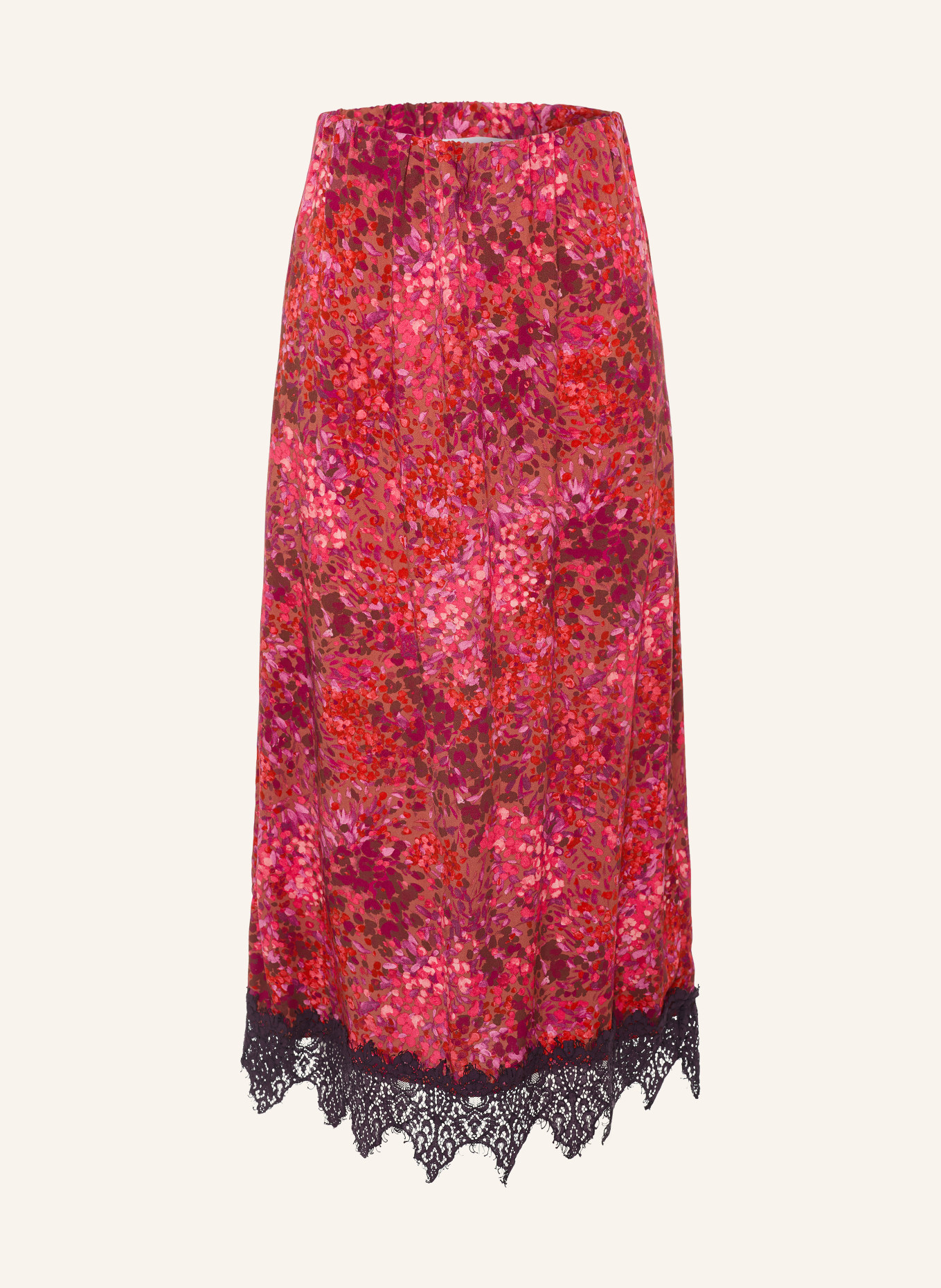 Rich & Royal Satijnen rok met kant: ROZE / BRUIN / PAARS