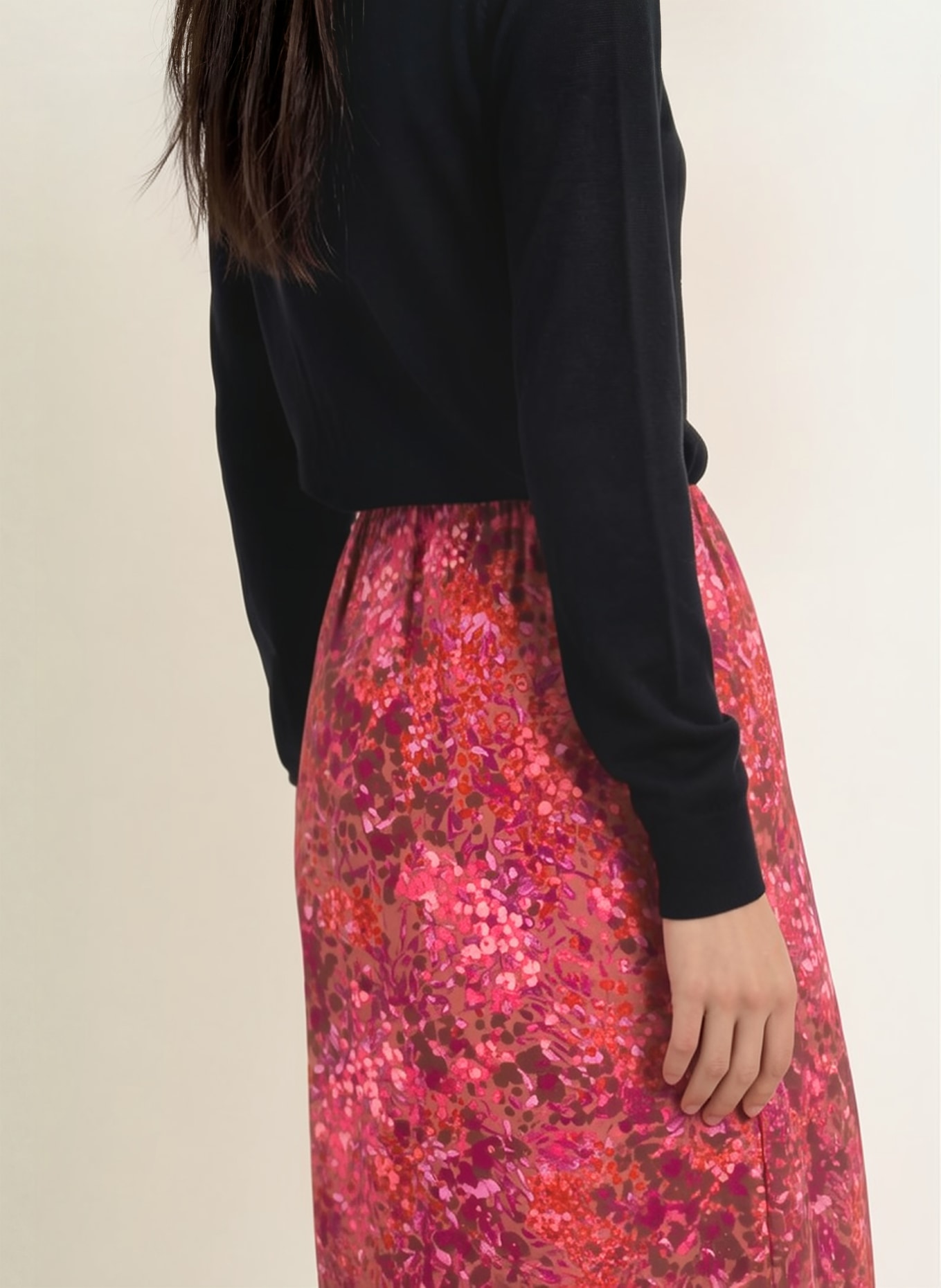 Rich & Royal Satijnen rok met kant: ROZE / BRUIN / PAARS