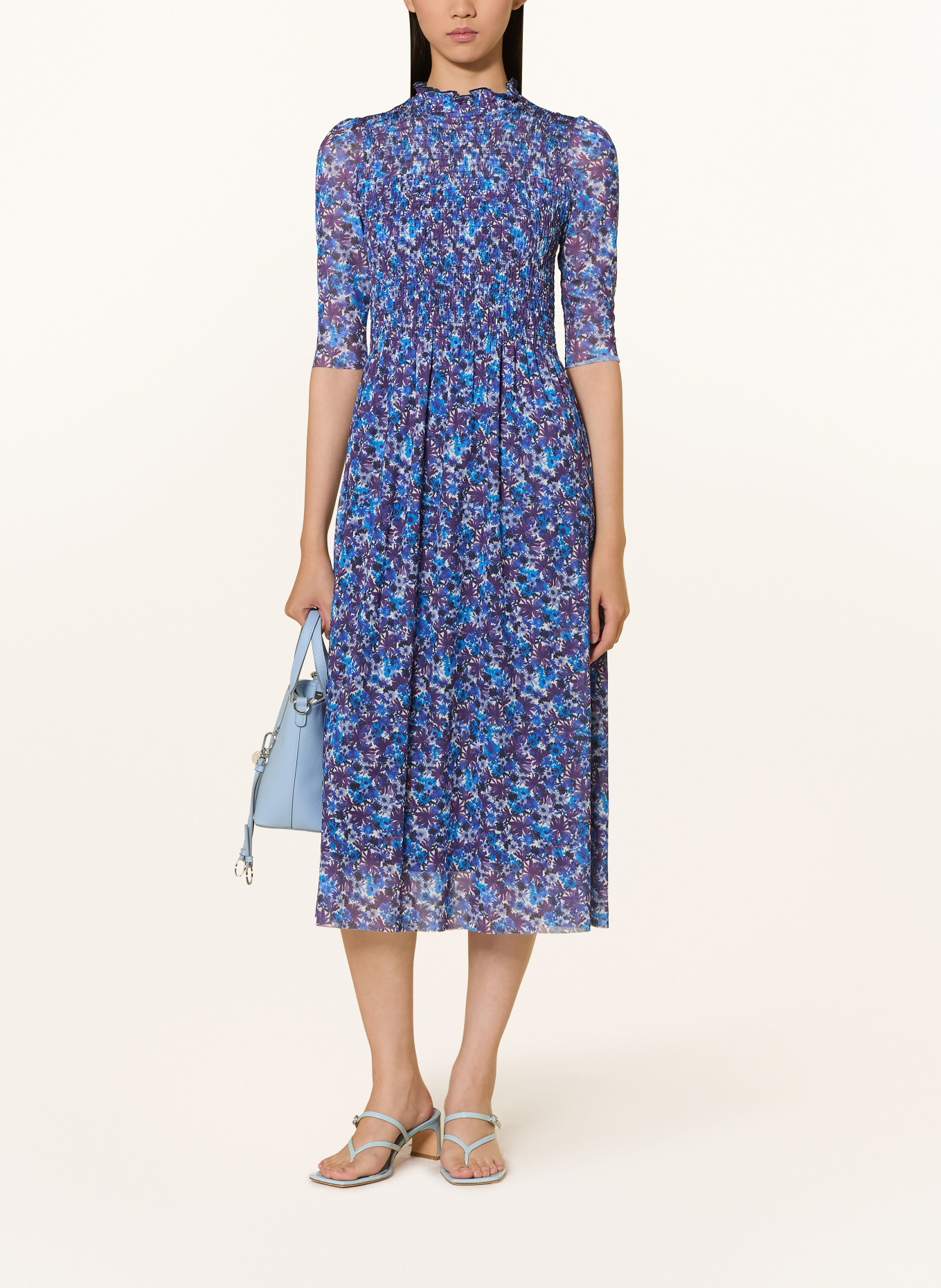 Rich & Royal Mesh-jurk: BLAUW / DONKERPAARS / WIT