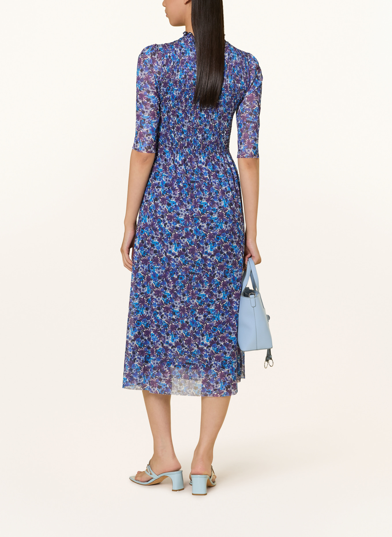 Rich & Royal Mesh-jurk: BLAUW / DONKERPAARS / WIT