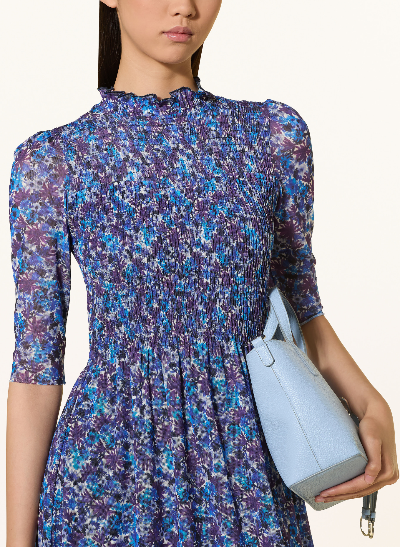 Rich & Royal Mesh-jurk: BLAUW / DONKERPAARS / WIT