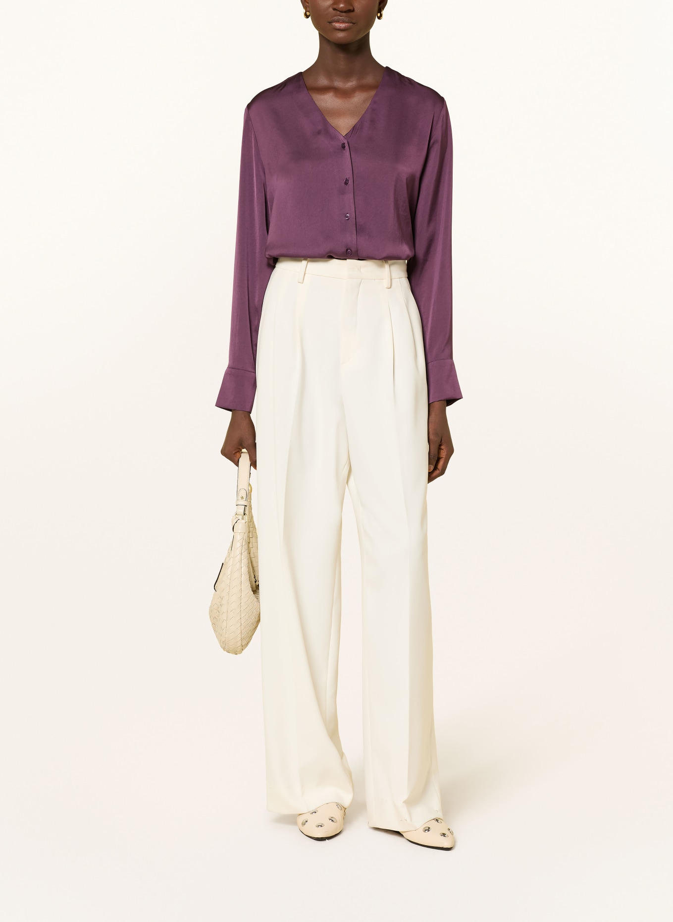 Rich & Royal Satijnen blouse: DONKERPAARS