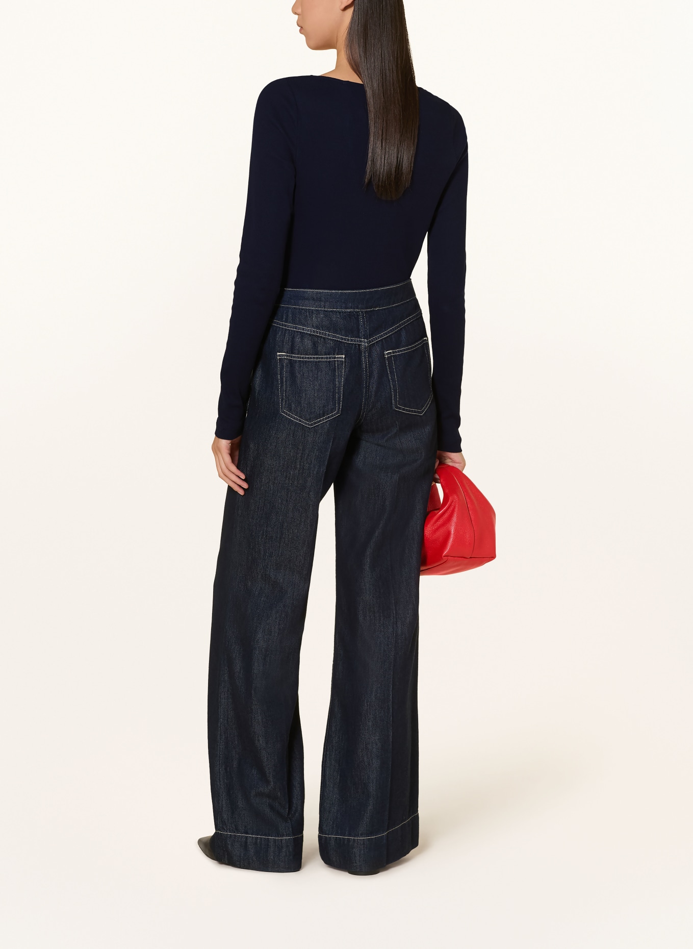 Rich & Royal Longsleeve met lange mouwen en kant: DONKERBLAUW