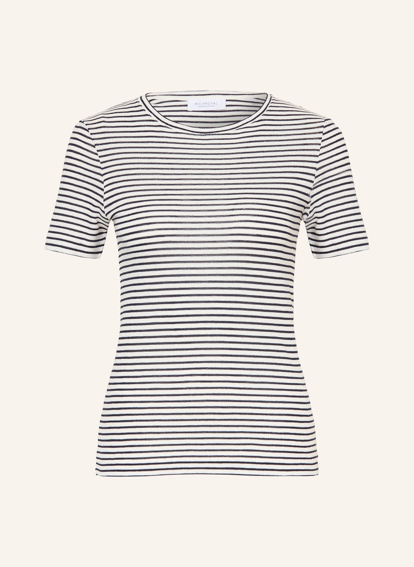 Rich & Royal T-shirt with glitter yarn: DARK BLUE / SILVER / WHITE