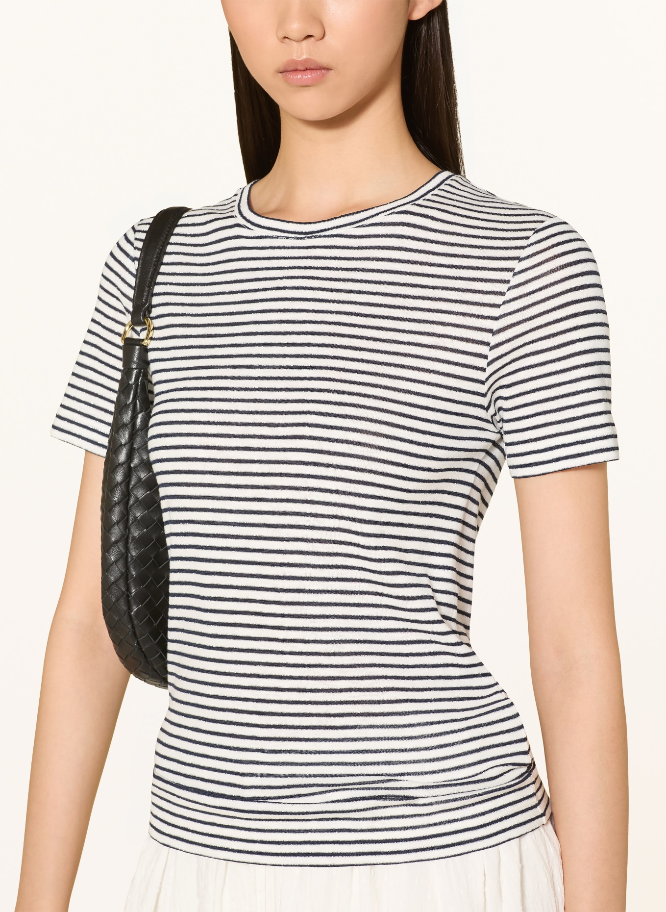 Rich & Royal T-shirt with glitter yarn: DARK BLUE / SILVER / WHITE