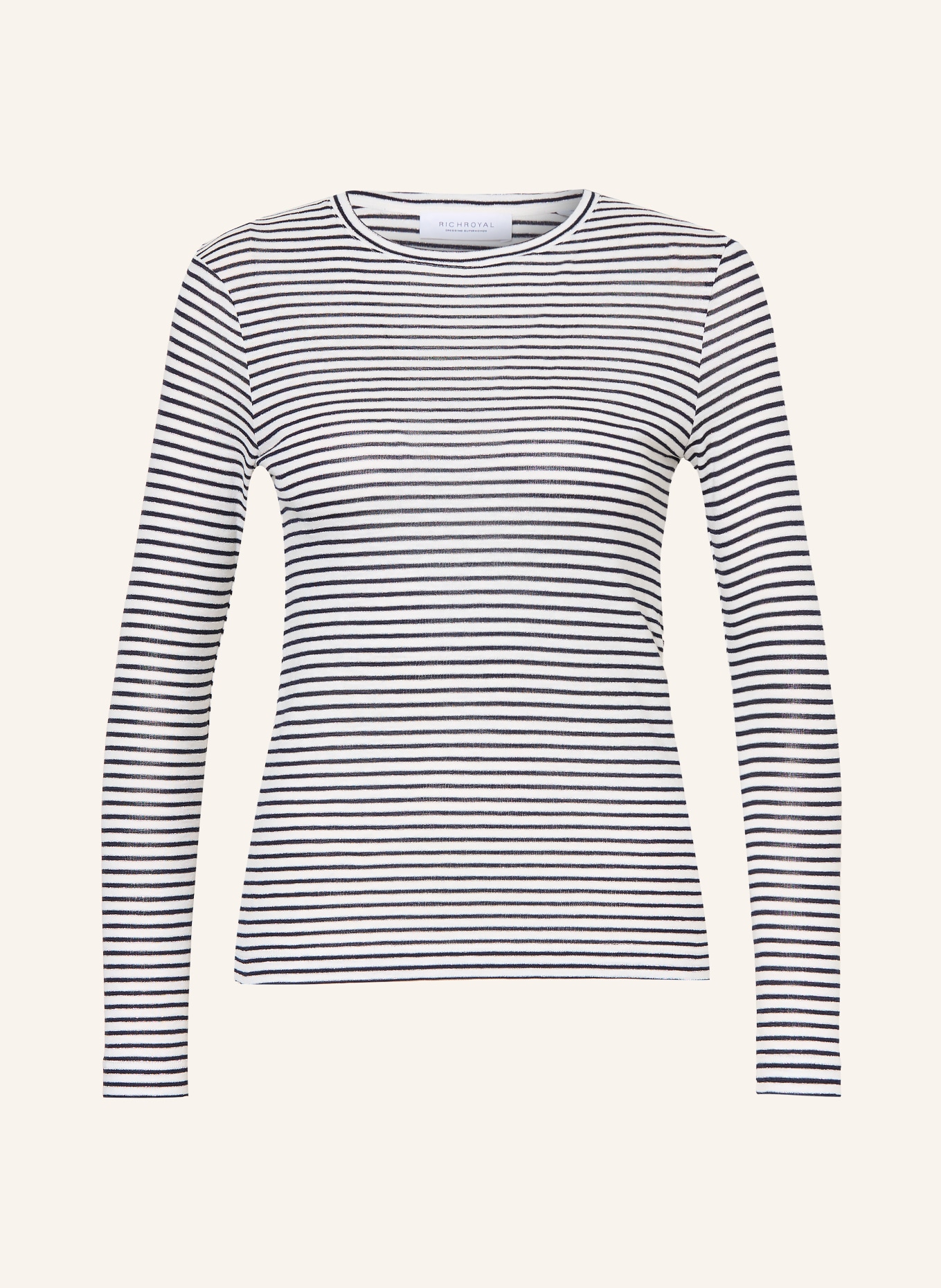 Rich & Royal Long-sleeve shirt with glitter yarn: DARK BLUE / SILVER / WHITE