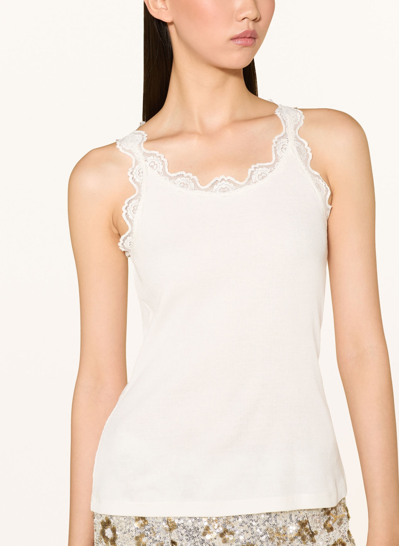 Rich & Royal Top mit Spitze: WEISS