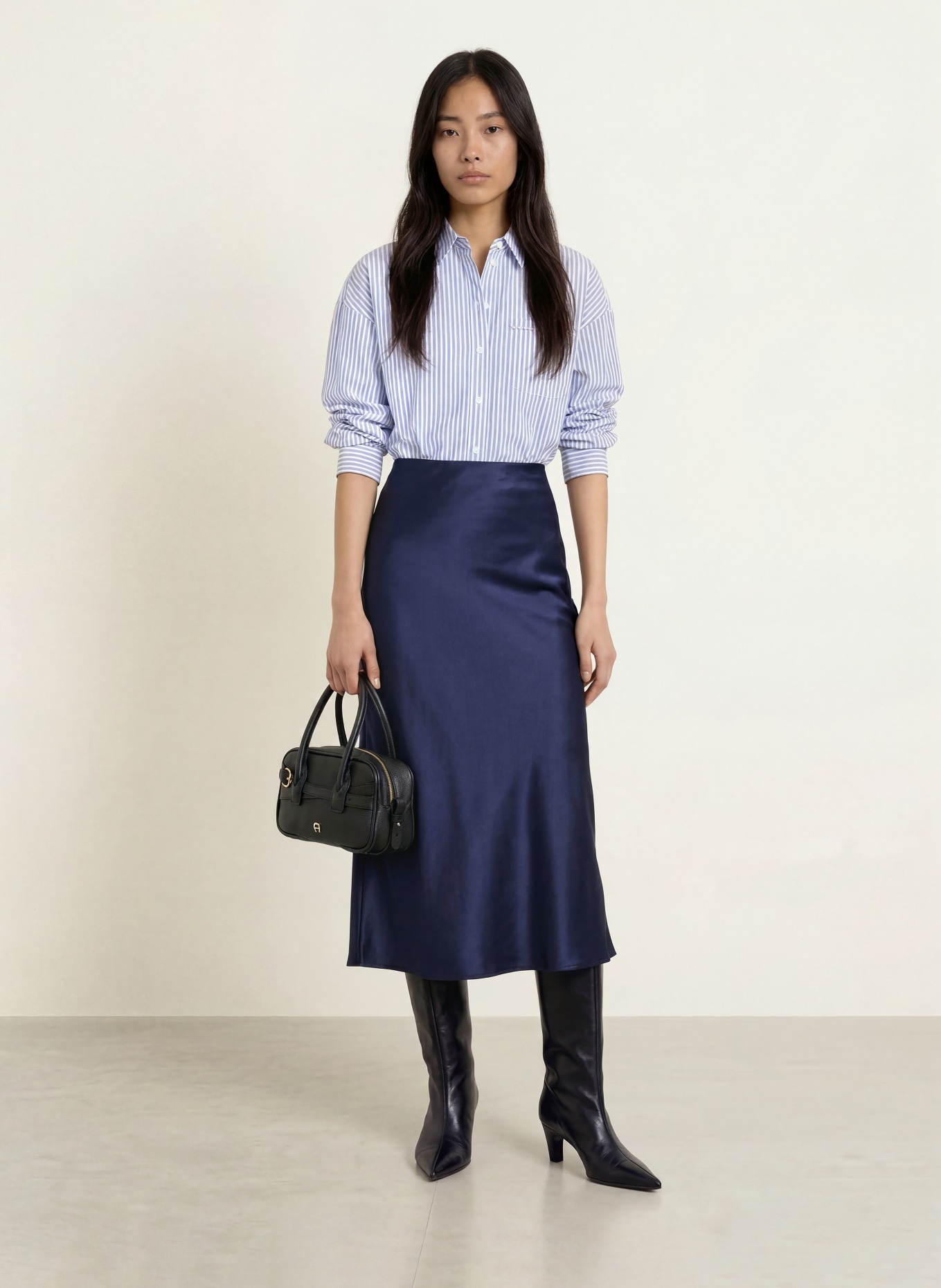 Rich & Royal Satijnen rok: DONKERBLAUW