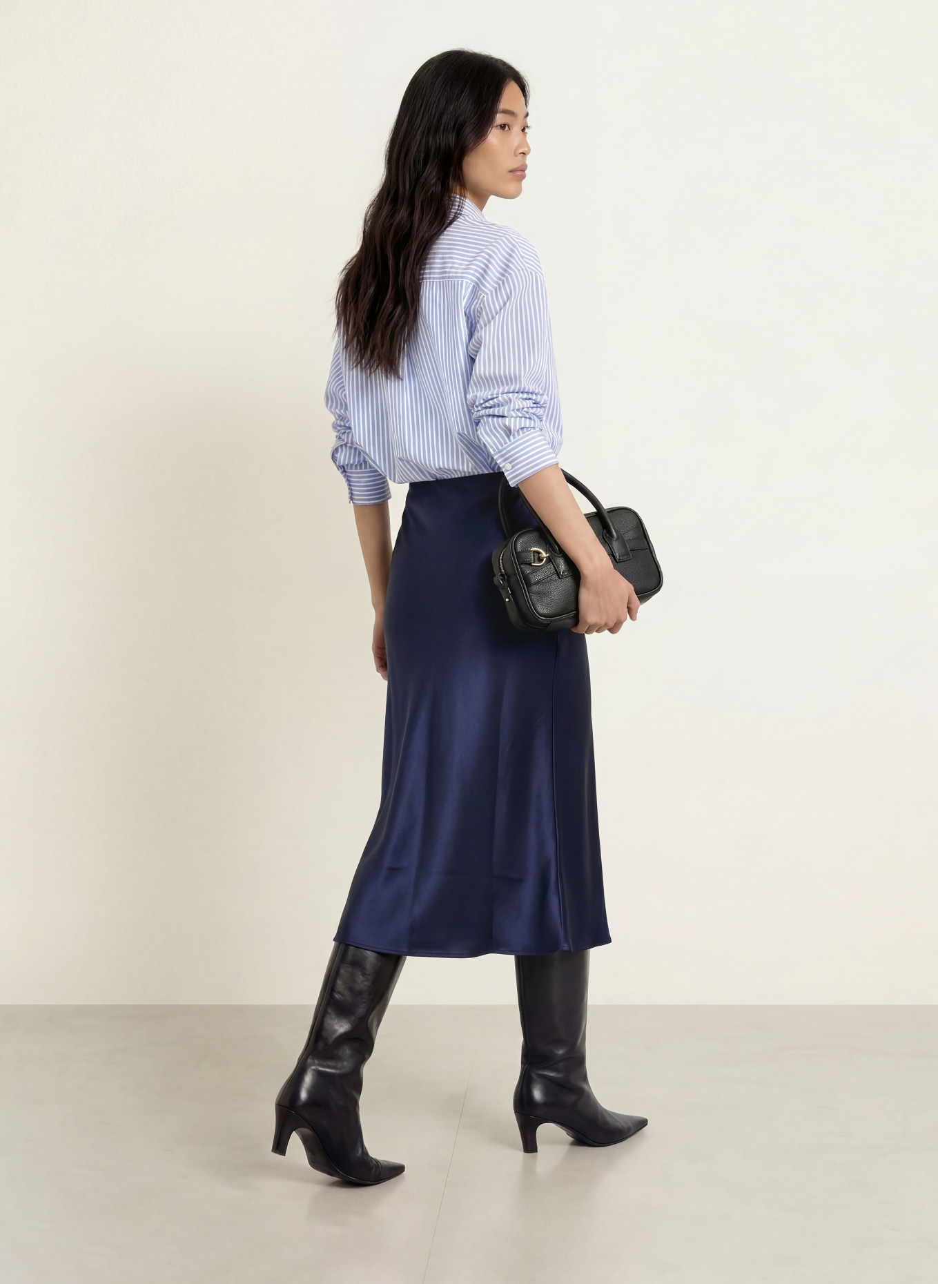 Rich & Royal Satijnen rok: DONKERBLAUW