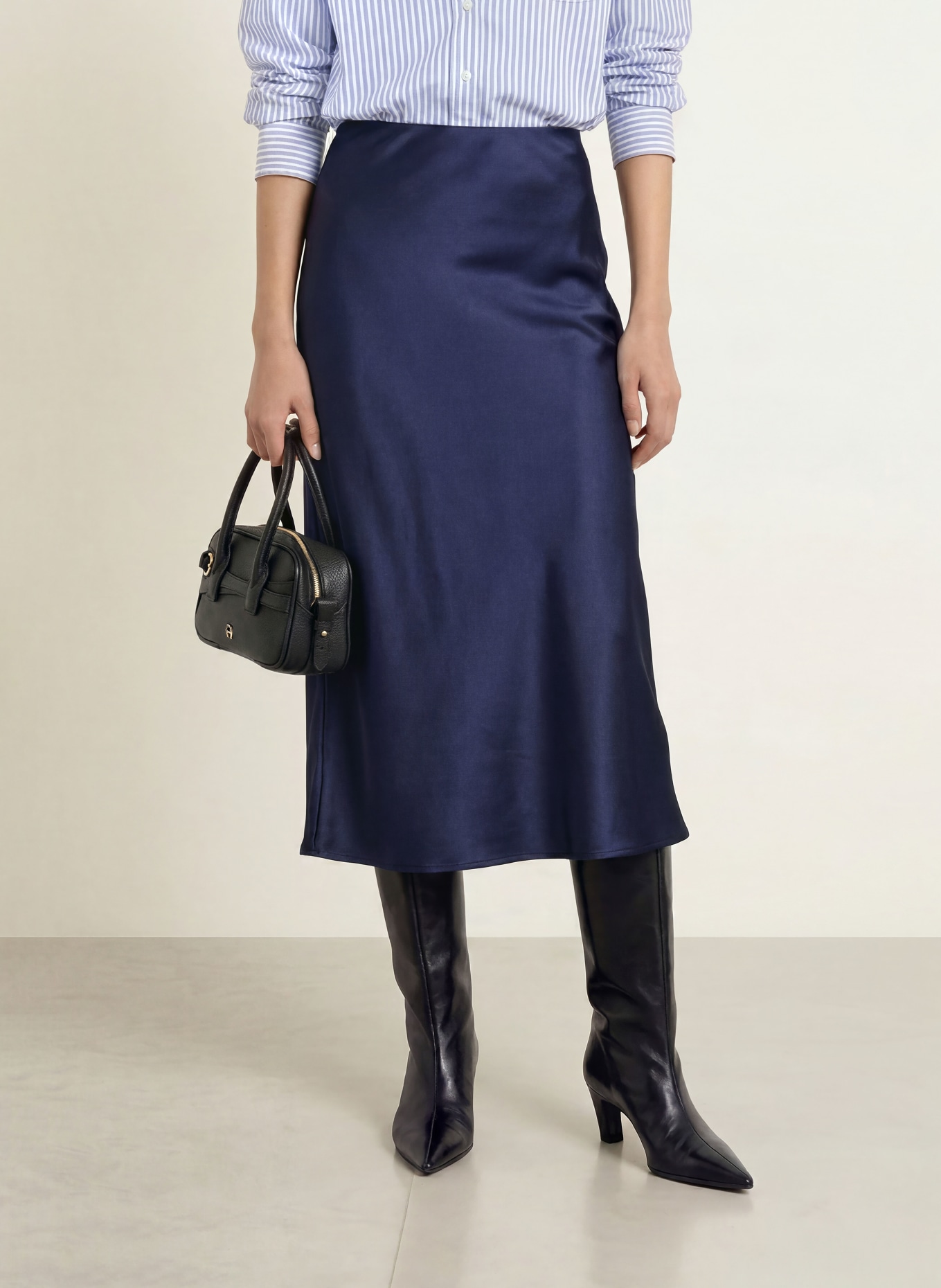 Rich & Royal Satijnen rok: DONKERBLAUW