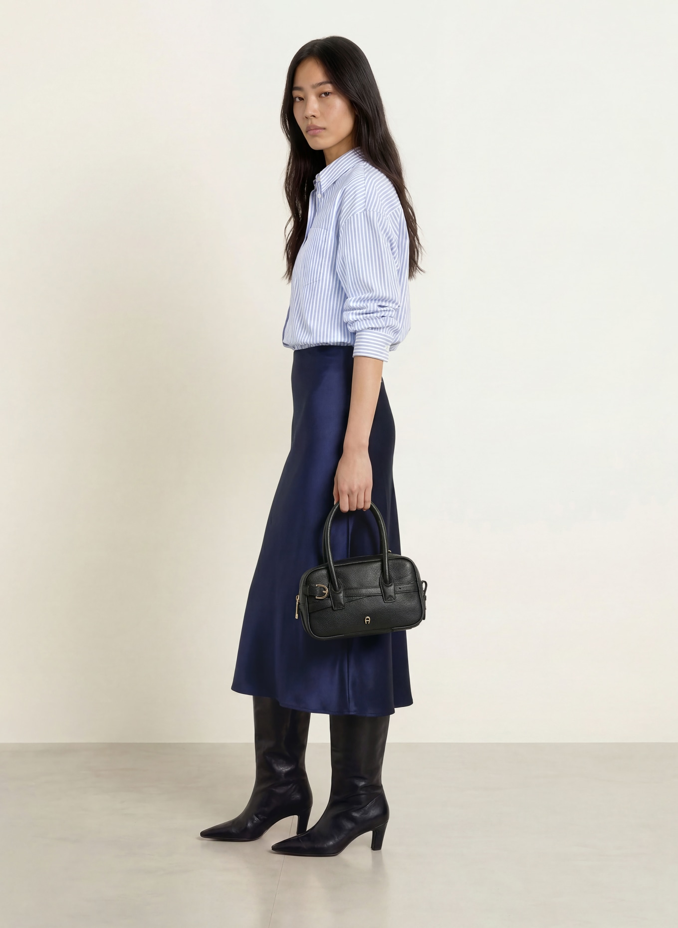 Rich & Royal Satijnen rok: DONKERBLAUW