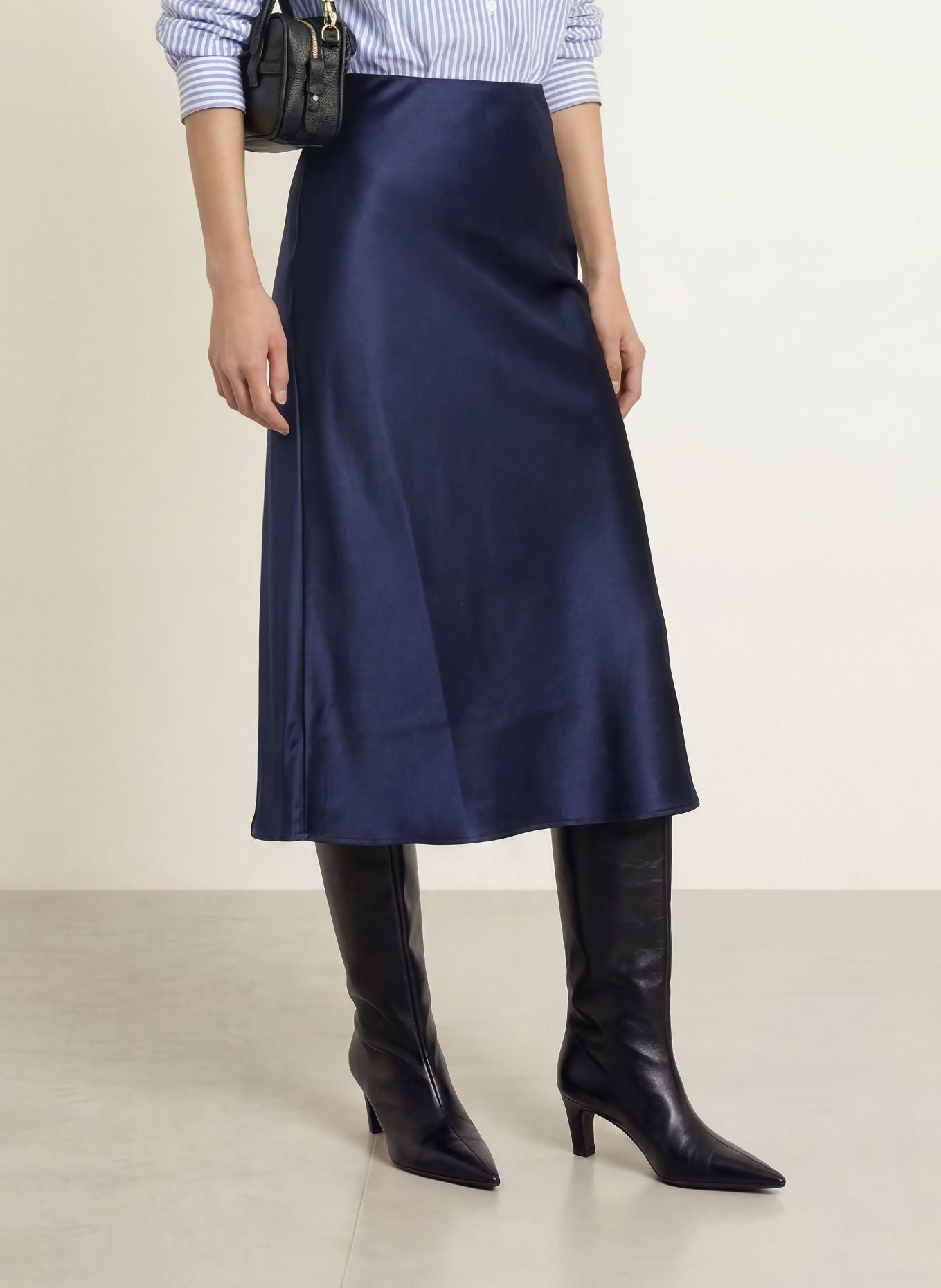 Rich & Royal Satijnen rok: DONKERBLAUW