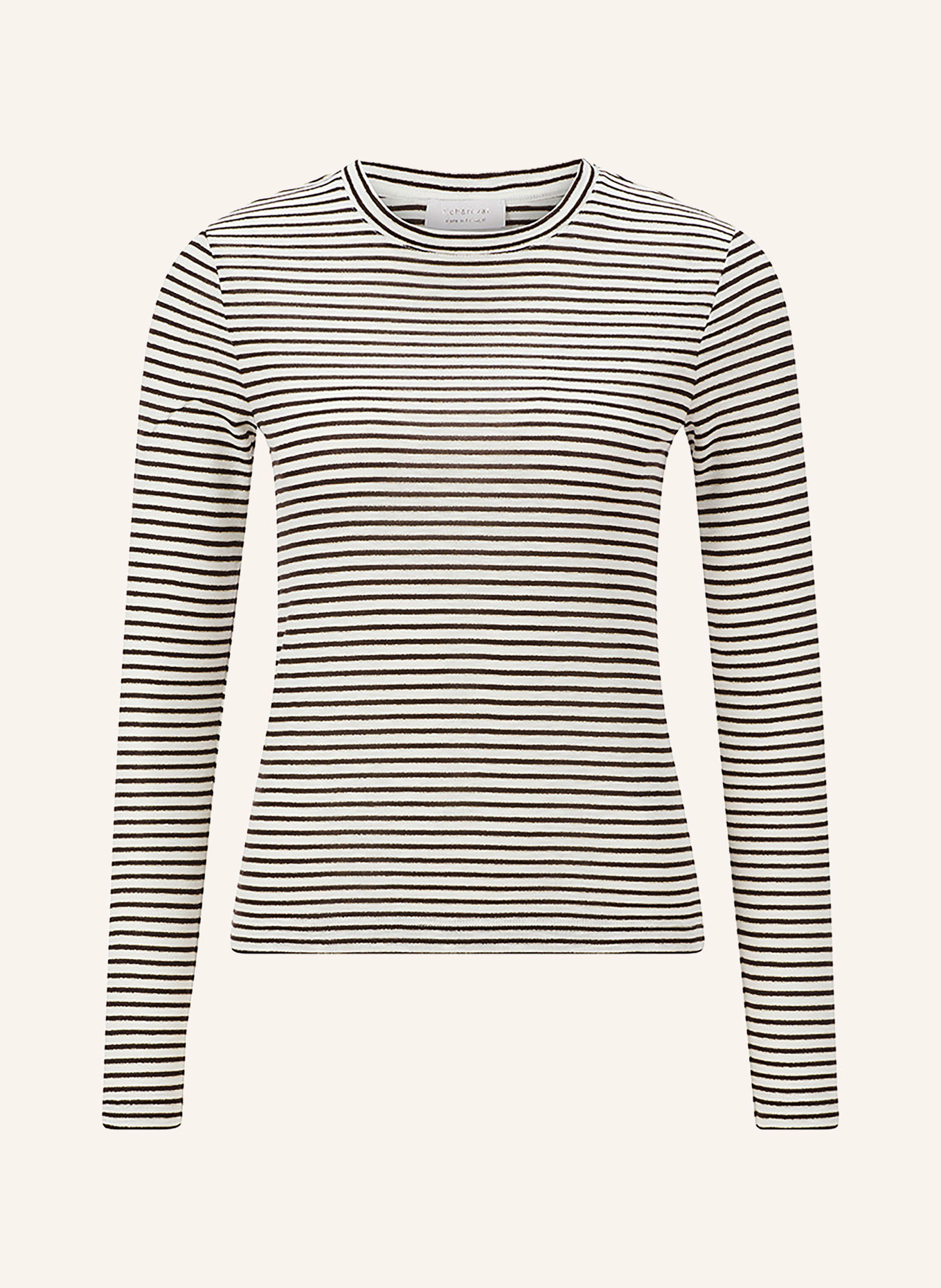 Rich & Royal Long-sleeve shirt with glitter yarn: DARK BROWN / WHITE
