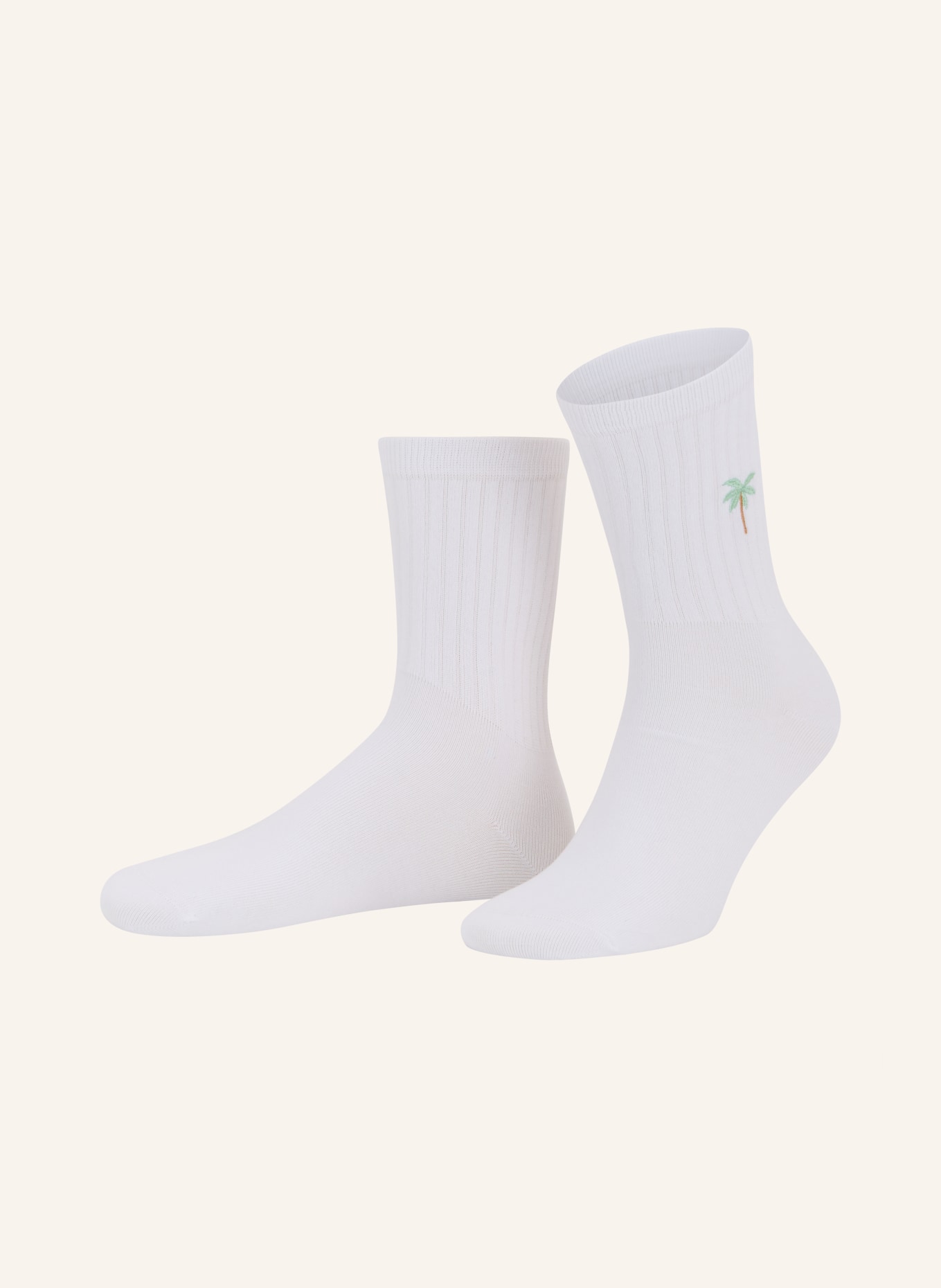 NBDC PALM TREE Socks: WHITE / CAMEL / LIGHT GREEN