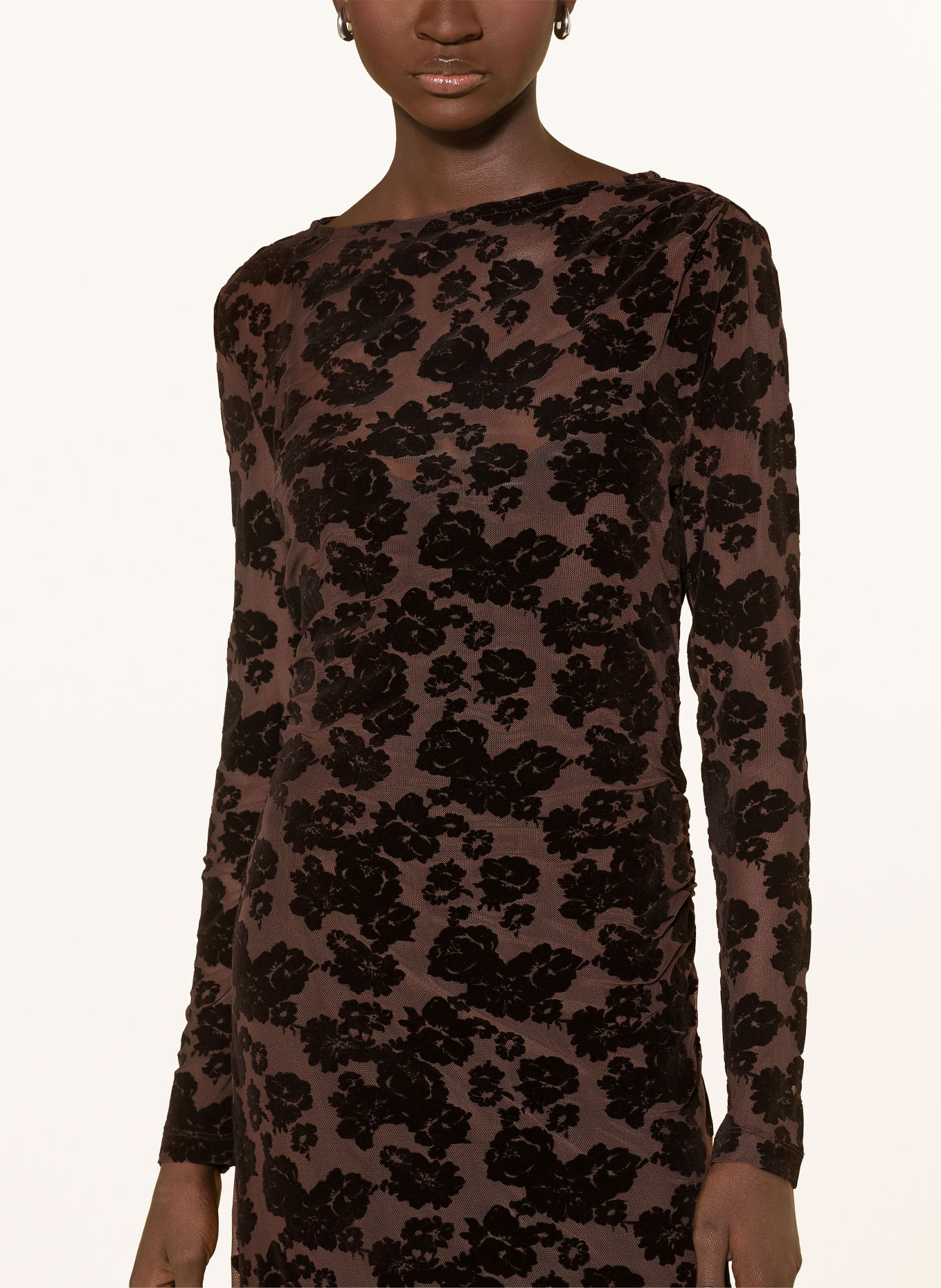 MSCH COPENHAGEN Mesh-Kleid MSCHISA ILLENORA: GRAU / SCHWARZ
