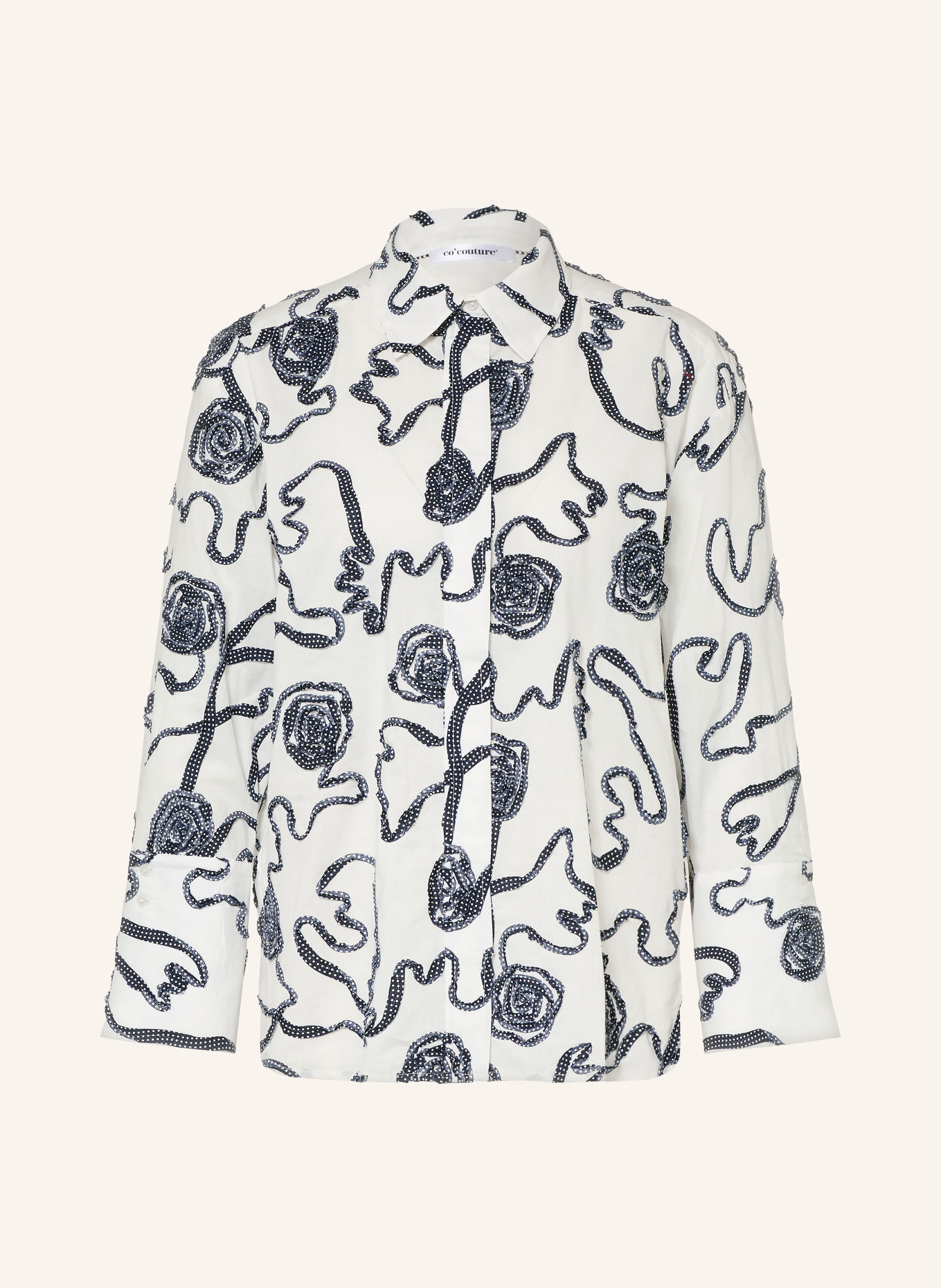 co'couture Overhemdblouse ELRICCC: WIT / DONKERBLAUW
