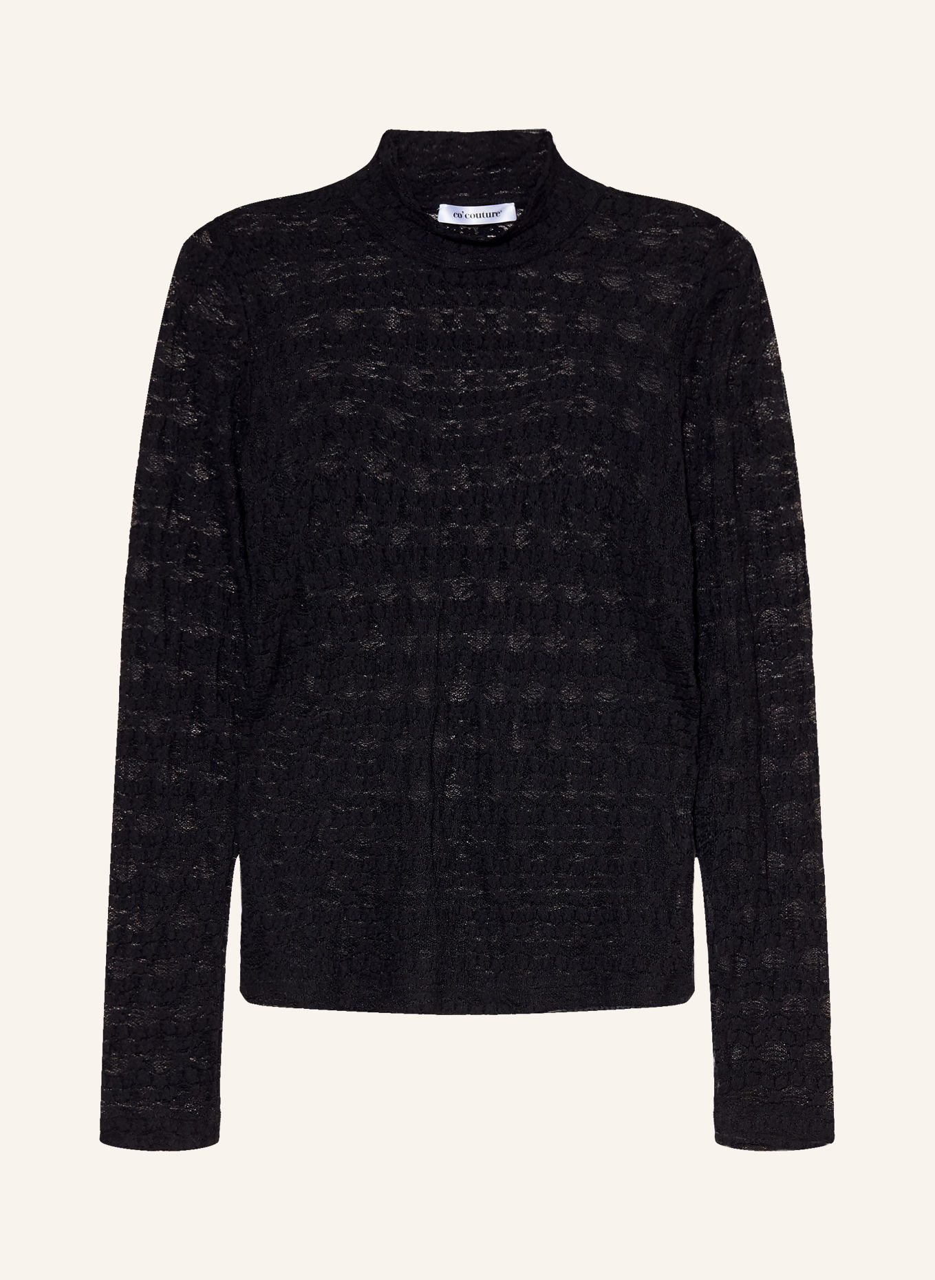 co'couture Longsleeve BARIECC met lange mouwen van kant: ZWART