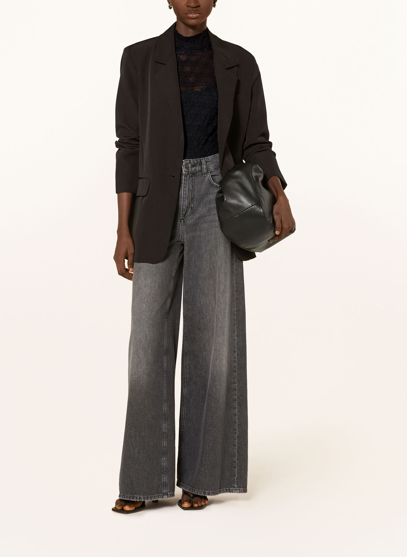 co'couture Longsleeve BARIECC met lange mouwen van kant: ZWART