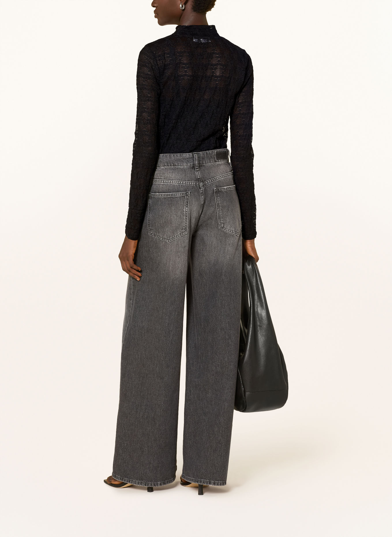 co'couture Longsleeve BARIECC met lange mouwen van kant: ZWART