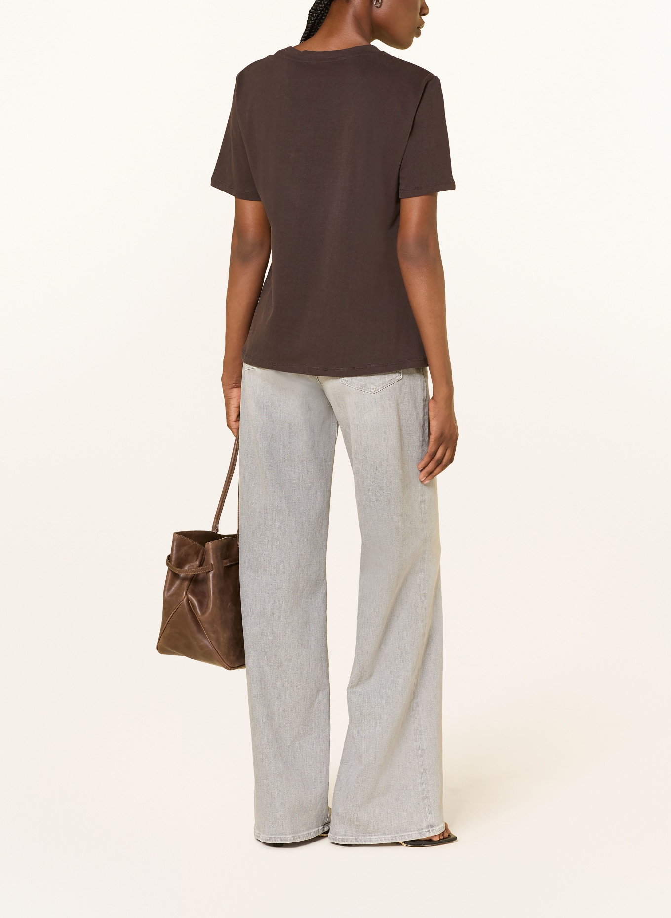 FrogBox T-shirt met sierstenen: MARRON FONCÉ / GOUD / WIT