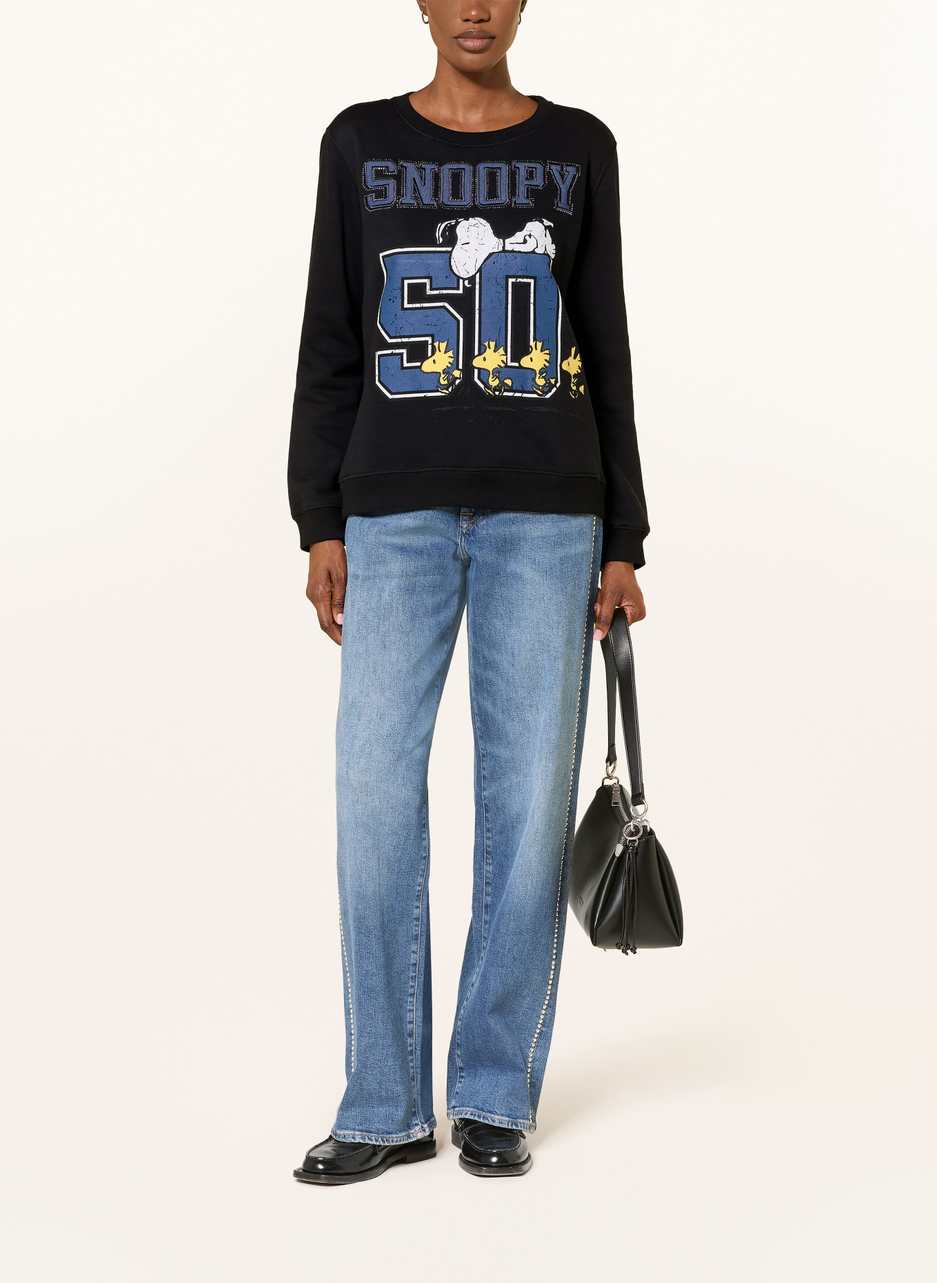 FrogBox Sweatshirt avec strass: NOIR / JAUNE / BLEU FONCÉ