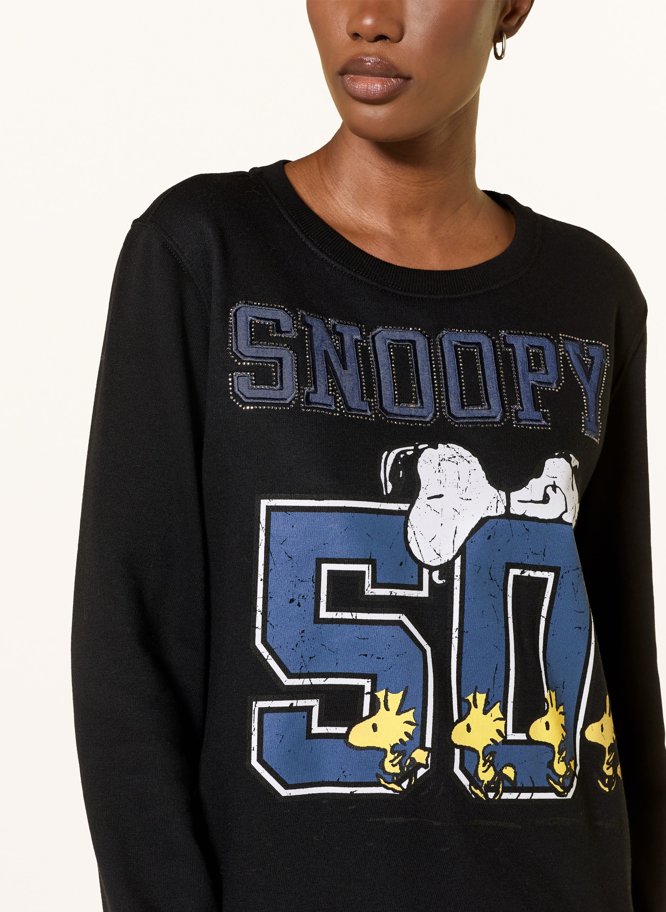 FrogBox Sweatshirt avec strass: NOIR / JAUNE / BLEU FONCÉ