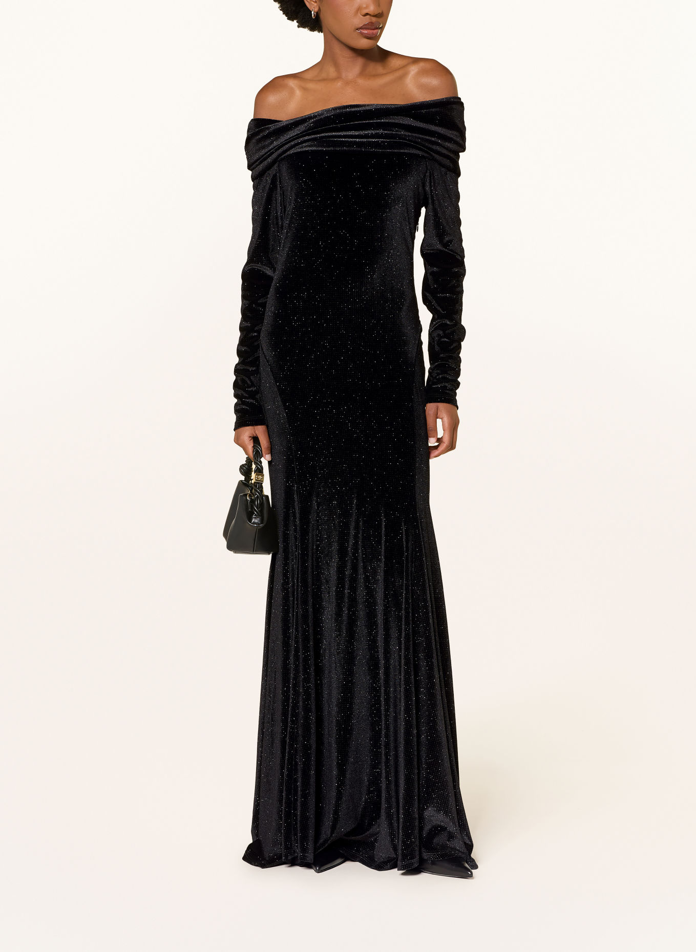 ESSENTIEL ANTWERP Off-Shoulder-Kleid KELLISSIMO aus Samt: SCHWARZ