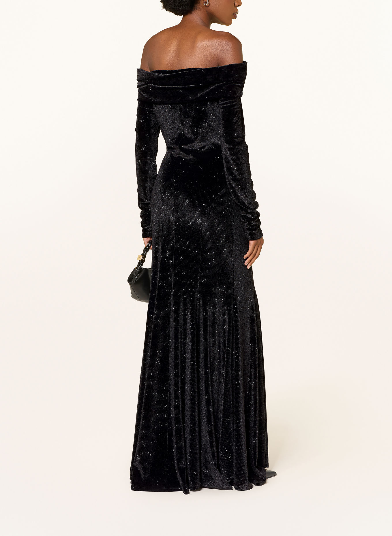 ESSENTIEL ANTWERP Off-Shoulder-Kleid KELLISSIMO aus Samt: SCHWARZ