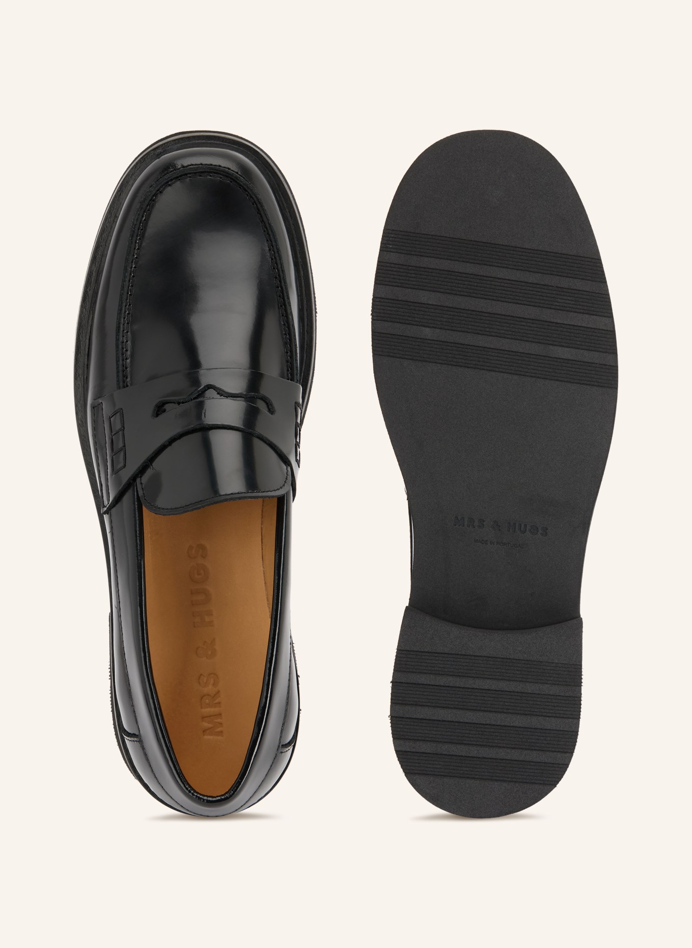 MRS & HUGS Pennyloafer: ZWART