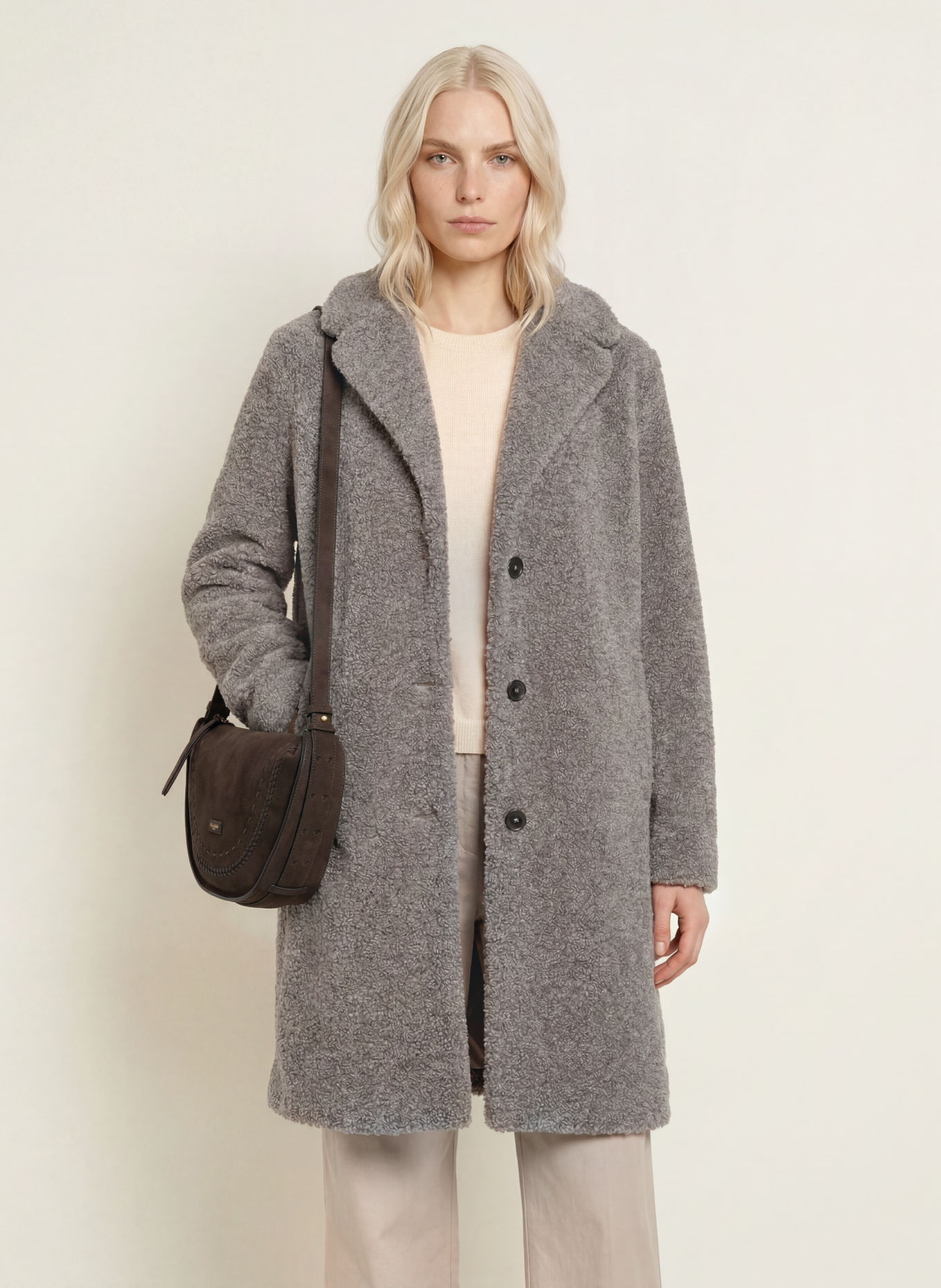 Marc O'Polo Teddyfell-Mantel: TAUPE