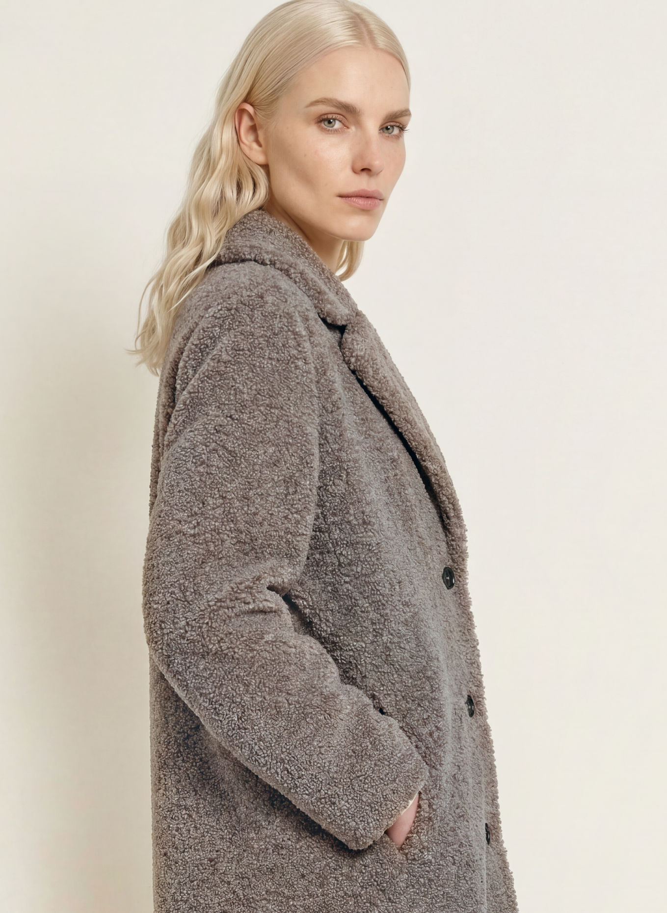 Marc O'Polo Teddyfell-Mantel: TAUPE