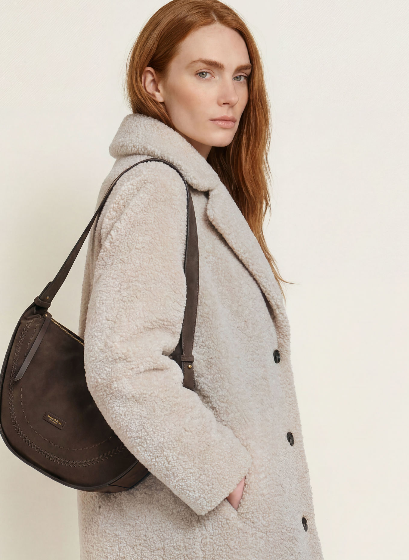 Marc O'Polo Plush Fur Coat: CREAM