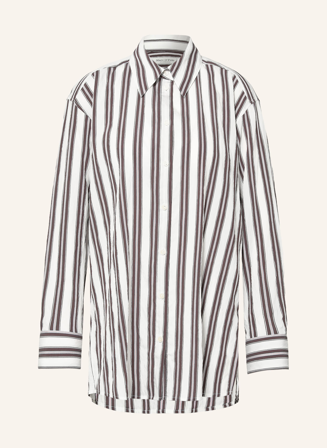 Marc O'Polo Shirt blouse: WHITE / DARK BROWN / LIGHT RED