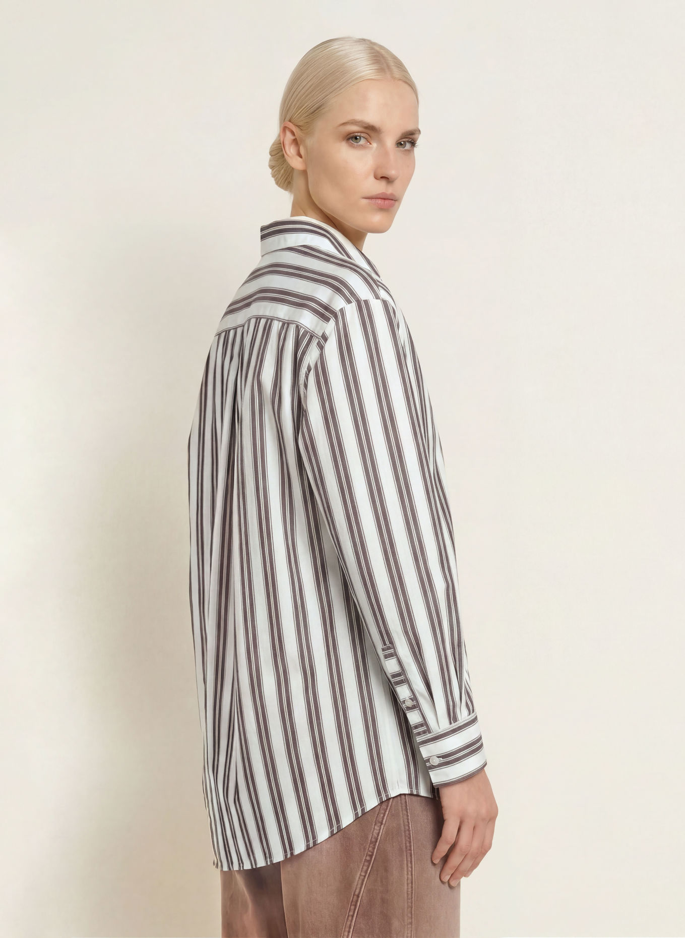 Marc O'Polo Shirt blouse: WHITE / DARK BROWN / LIGHT RED