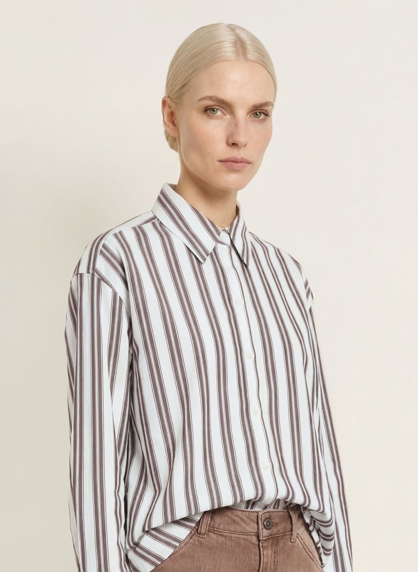Marc O'Polo Shirt blouse: WHITE / DARK BROWN / LIGHT RED