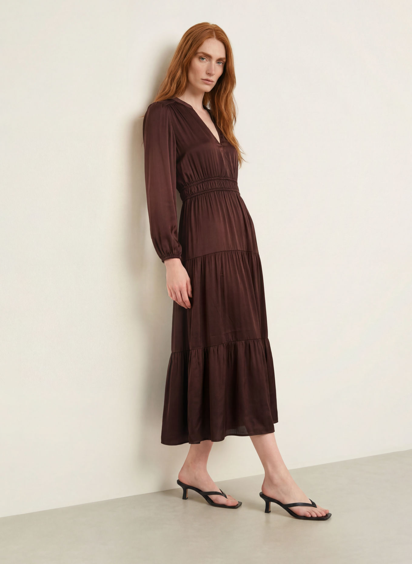 Marc O'Polo Satin dress: DARK BROWN