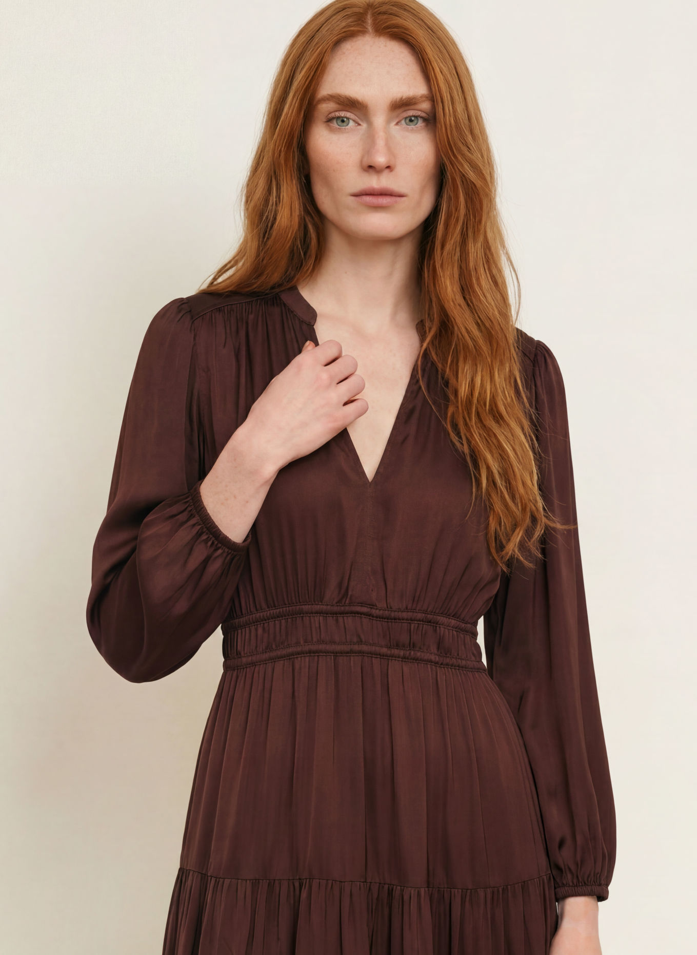 Marc O'Polo Satin dress: DARK BROWN